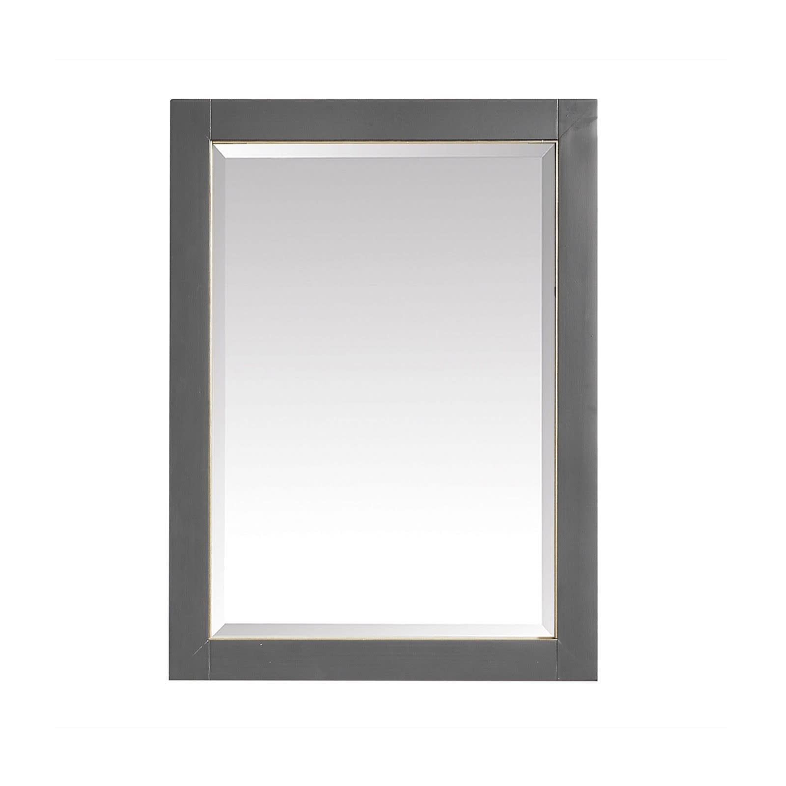 Twilight Gray Solid Birch 32" x 24" Rectangular Vanity Mirror with Matte Gold Trim