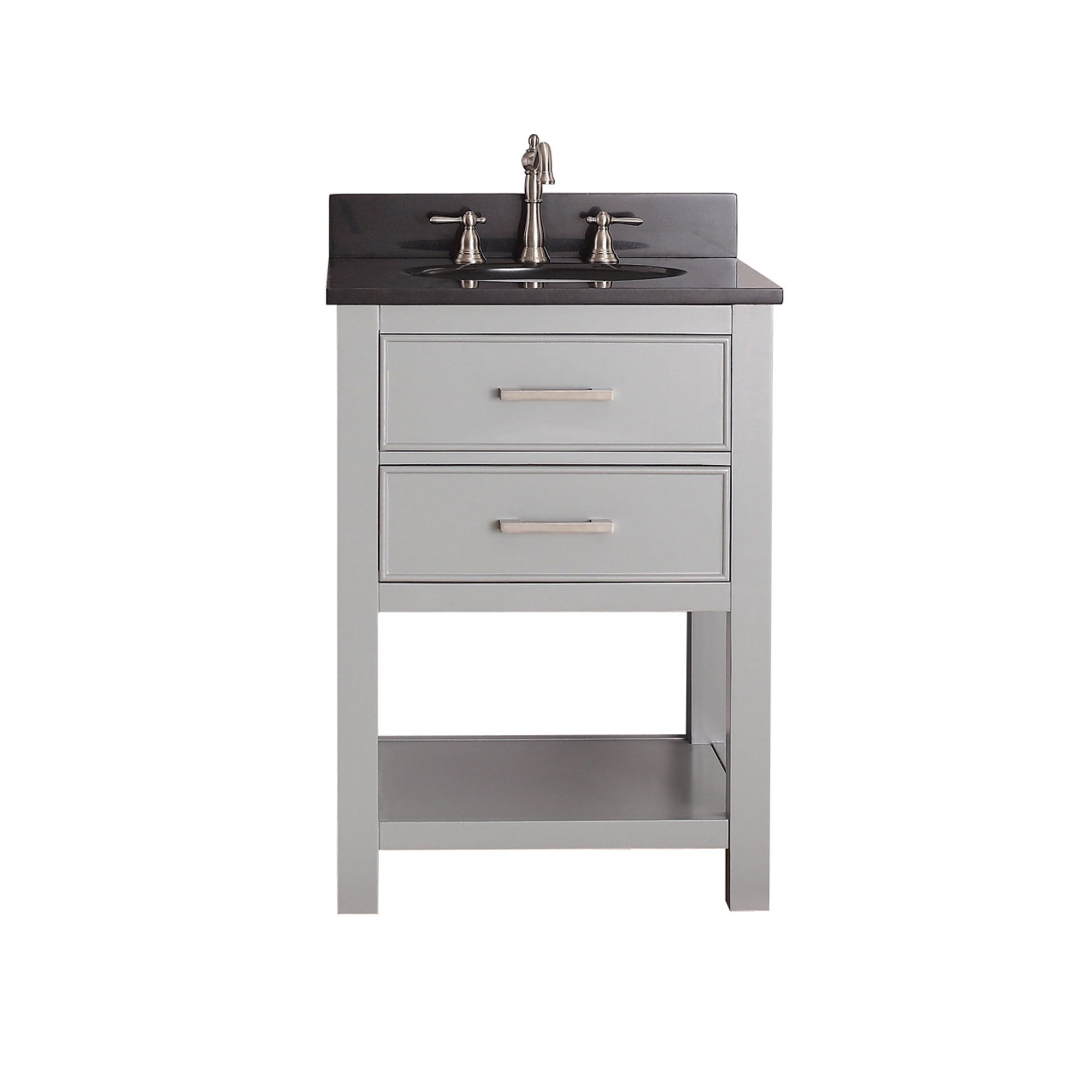 Chilled Gray 24" Freestanding Vanity with Black Granite Top