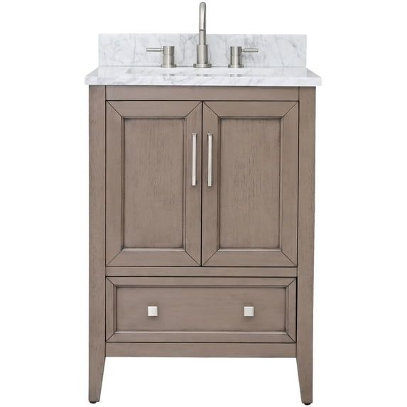Gray Oak 25" Single Vanity with Carrara White Marble Top