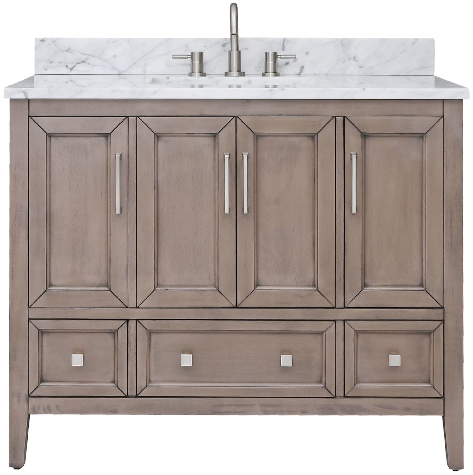 Everette 43-Inch Gray Oak Vanity with Carrara Marble Top