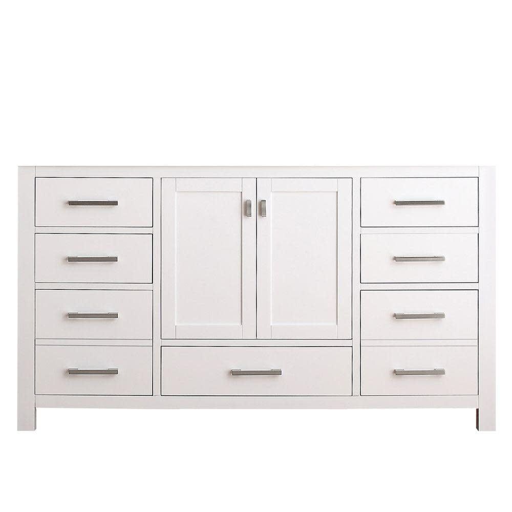 Modero 60" White Solid Wood Single Vanity Base