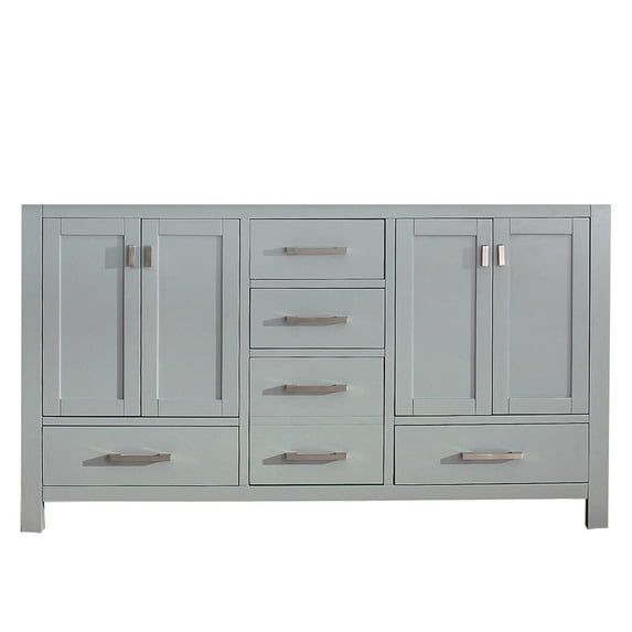 Transitional 60'' Double Freestanding Vanity Base in Chilled Gray