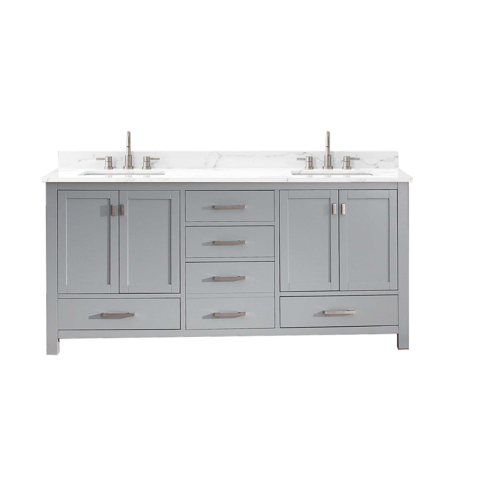 Chilled Gray 73'' Double Vanity with Cala White Top