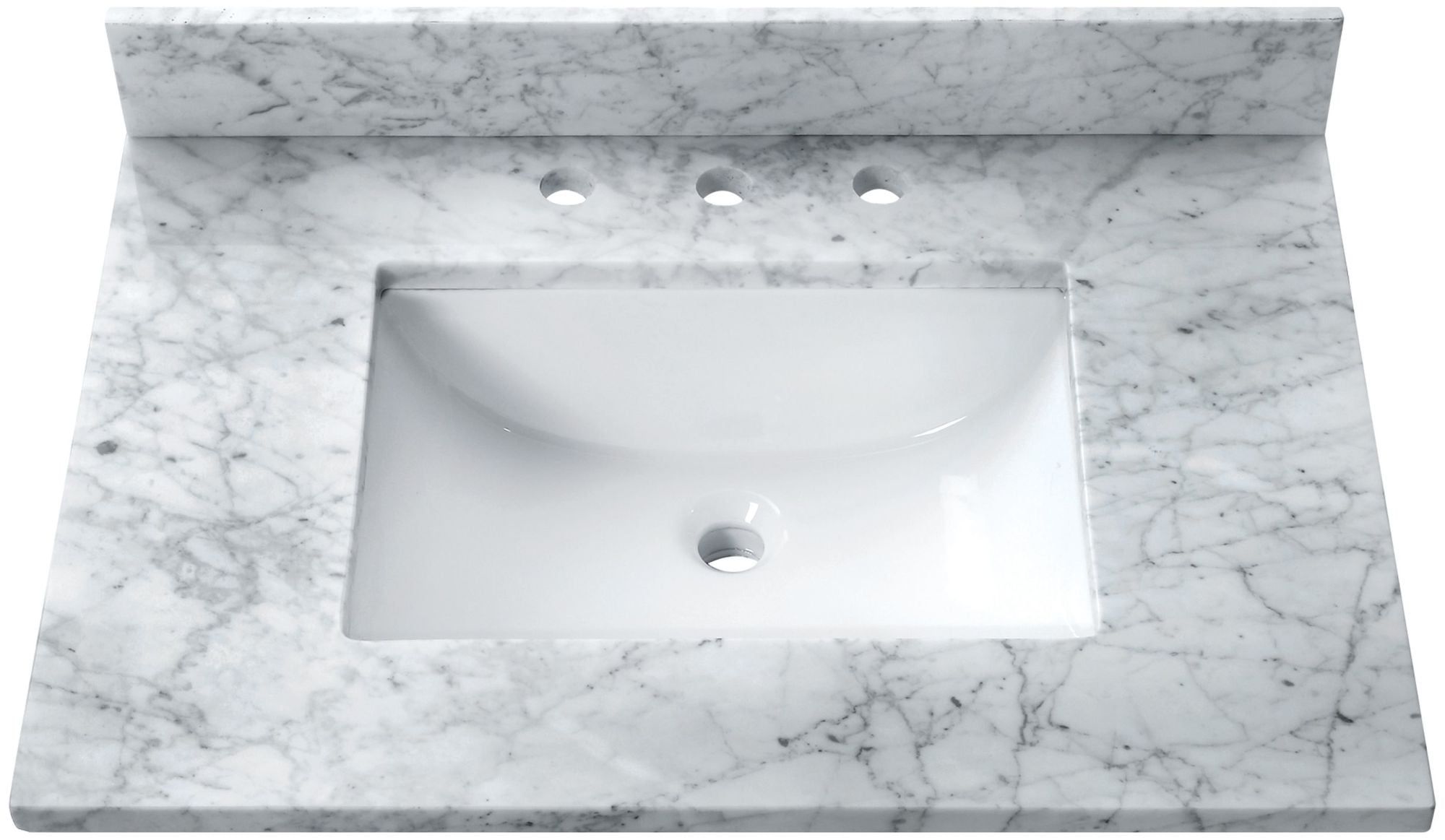 25'' Carrara White Marble Vanity Top with Rectangular Sink