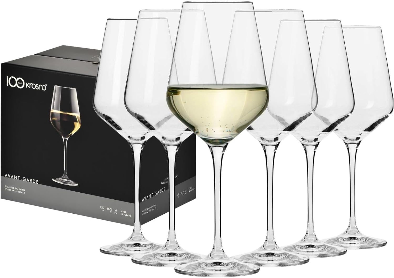 Avant-Garde Crystal Glass White Wine Glasses Set of 6