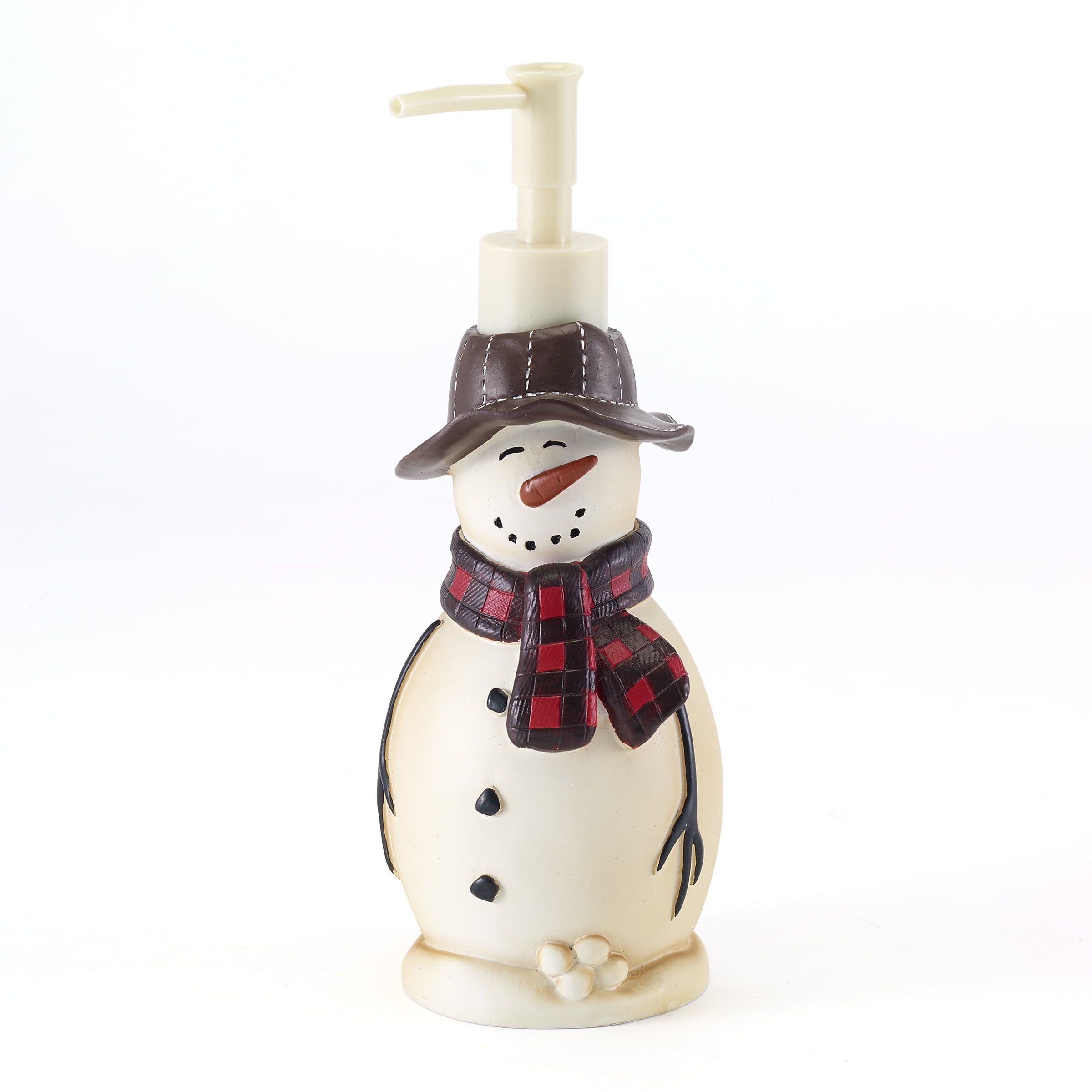 Festive Snowman Lotion Pump with Plaid Scarf