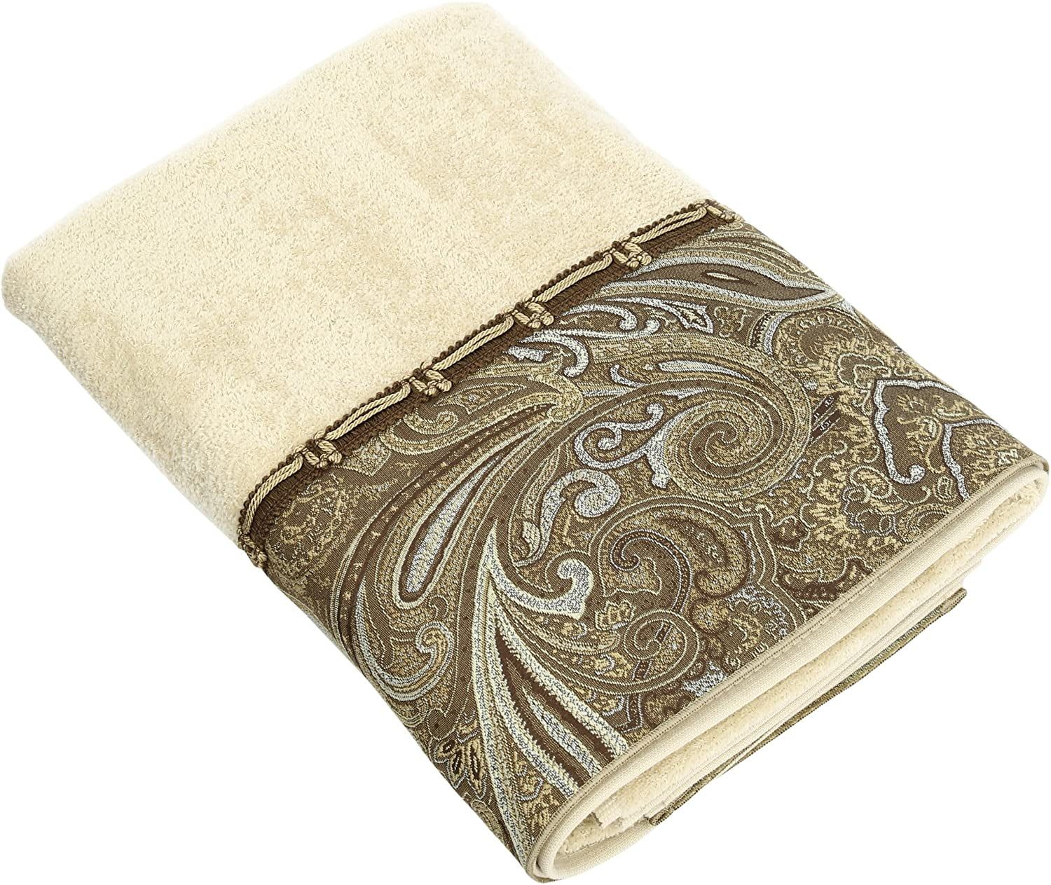 Bradford Linen Cotton Fingertip Towel with Paisley Trim