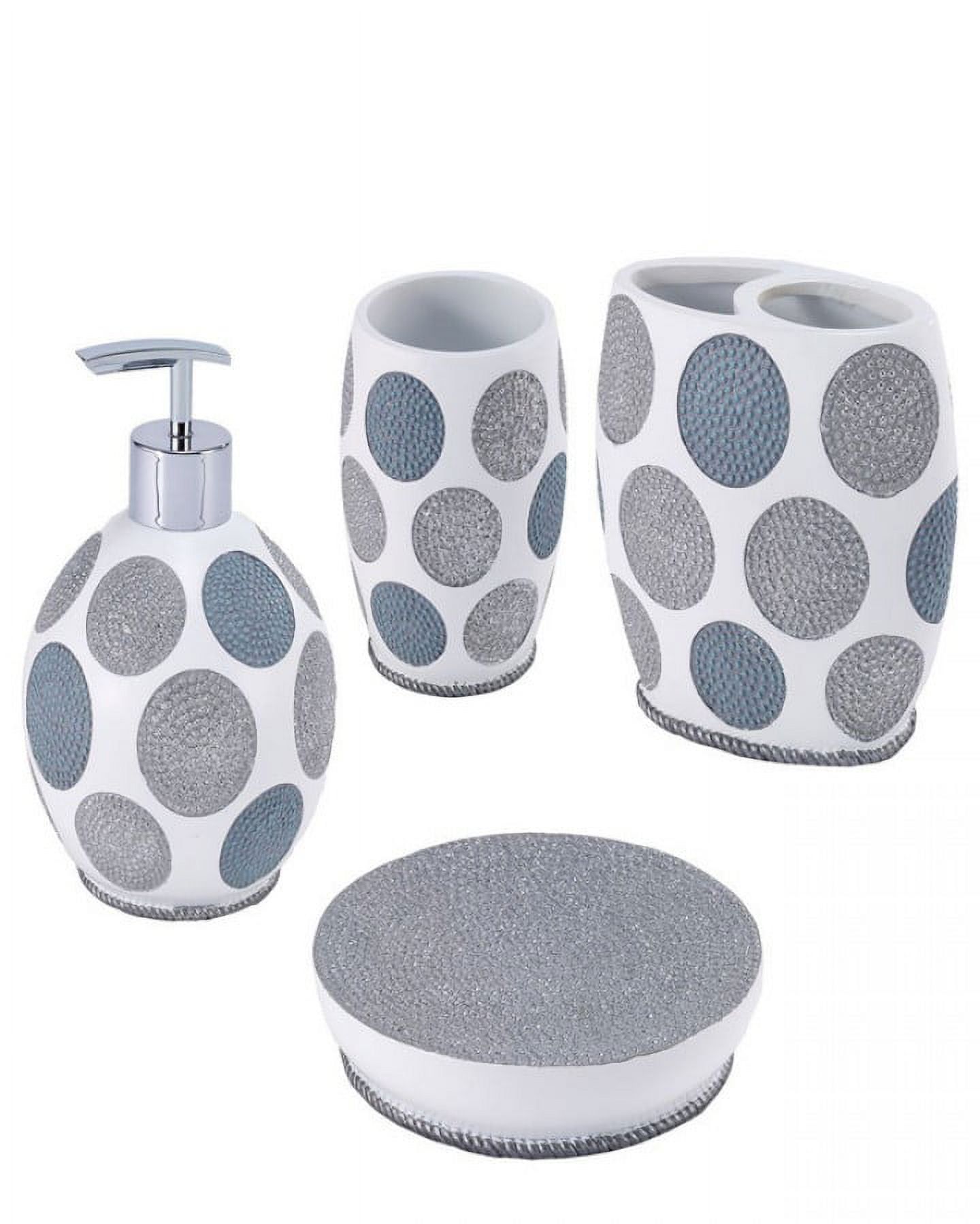 White and Gray Resin Dotted Circles Bath Accessory Set