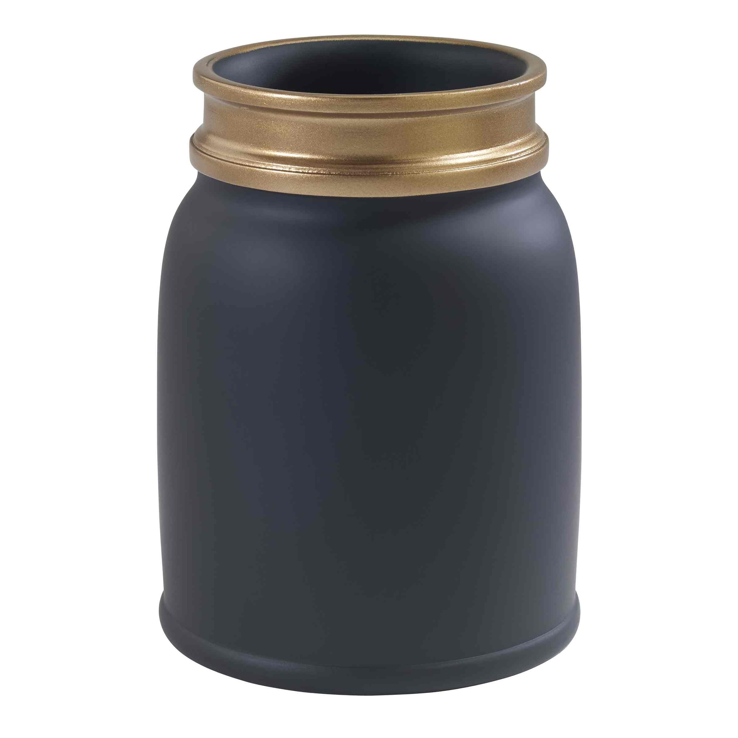 Matte Black and Gold Resin Bathroom Tumbler