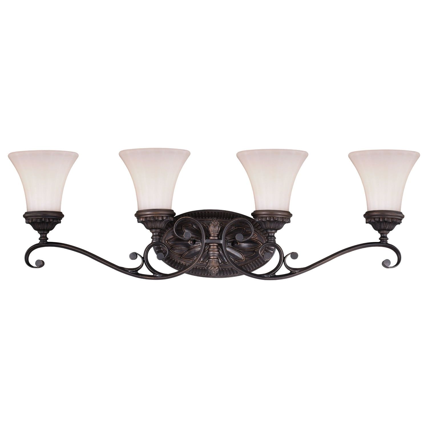 Avenant Traditional Venetian Bronze 4-Light Vanity with Etched White Glass