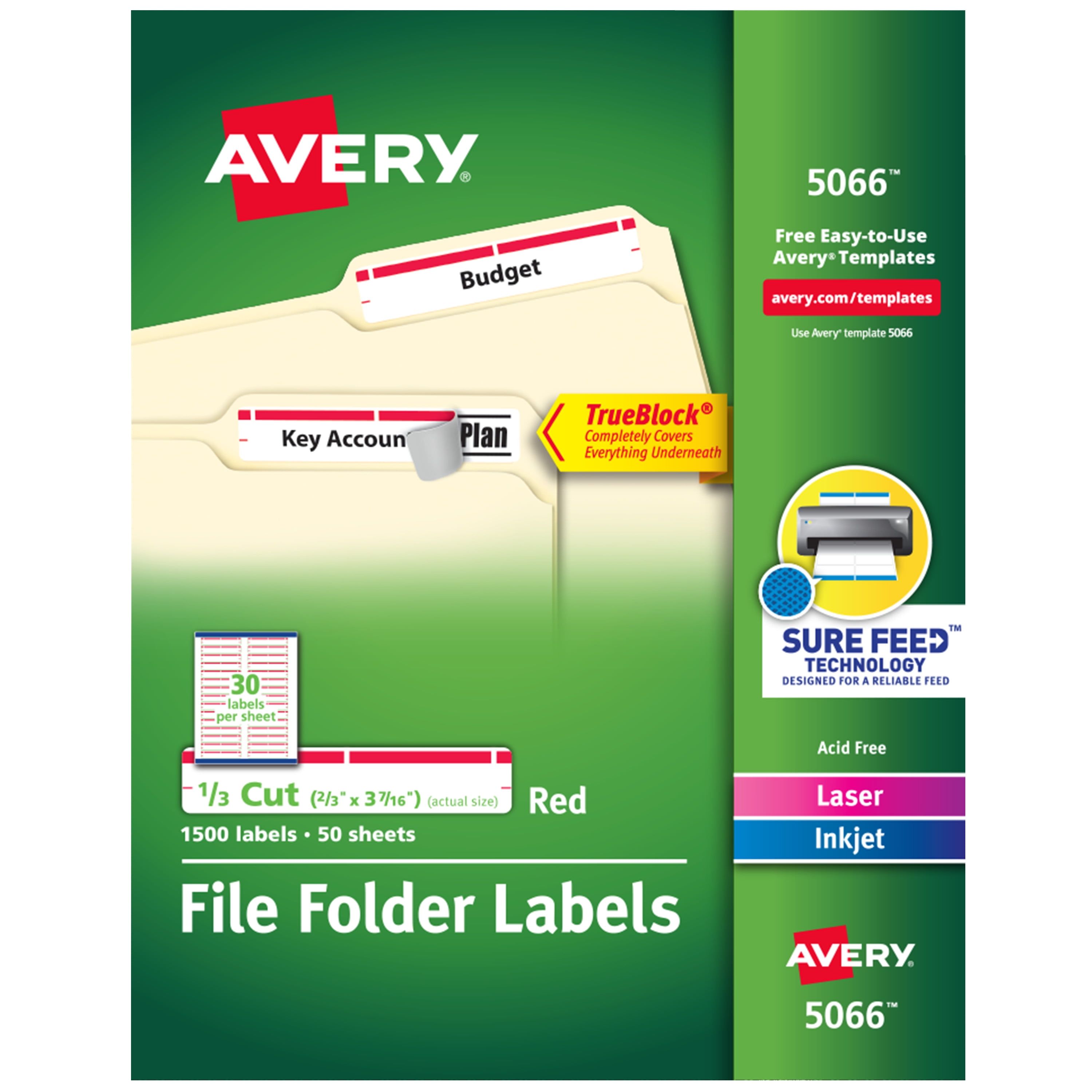 Avery White and Red TrueBlock File Folder Labels