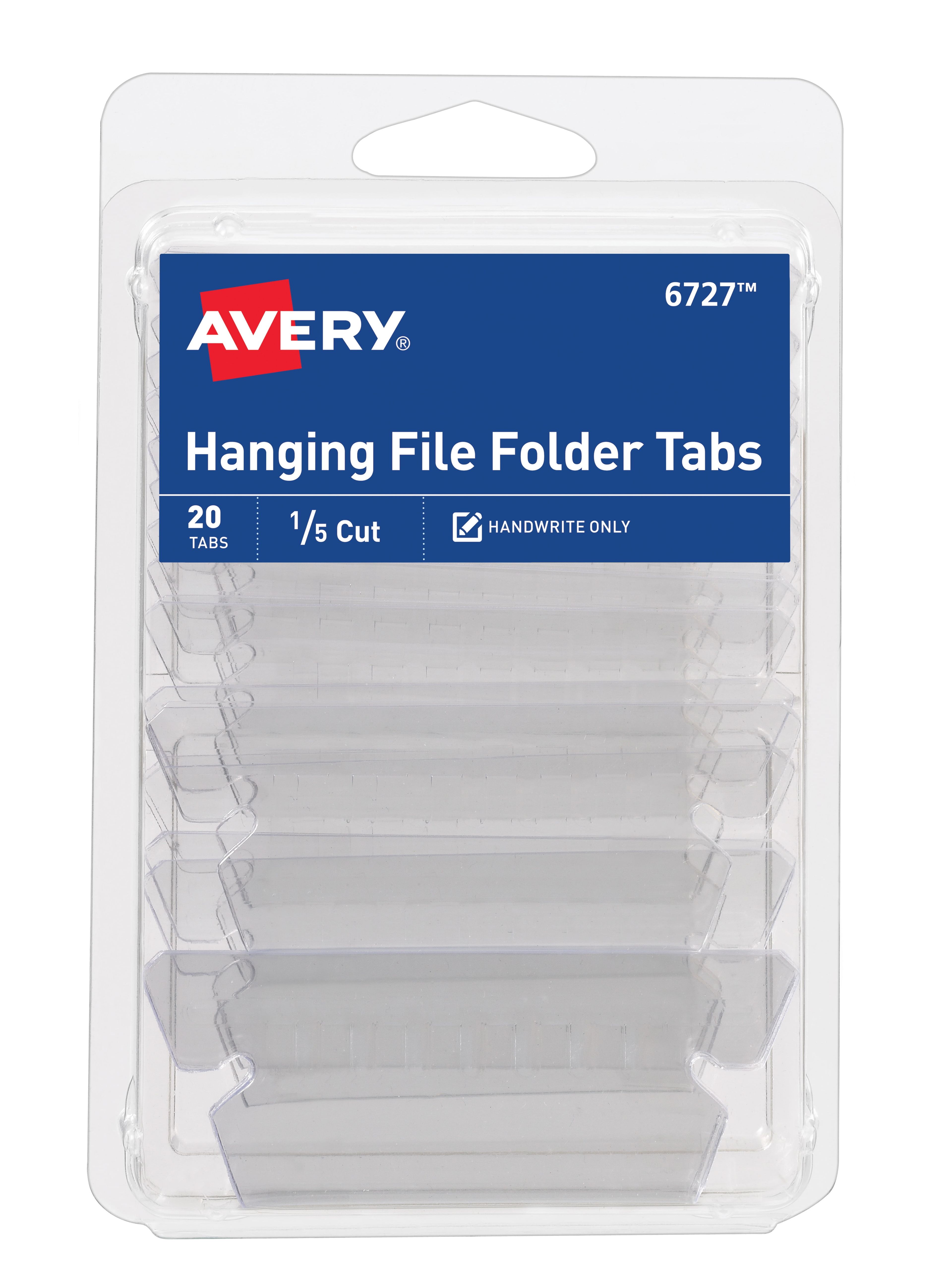 Clear 1/5 Cut Hanging File Folder Tabs, Pack of 20