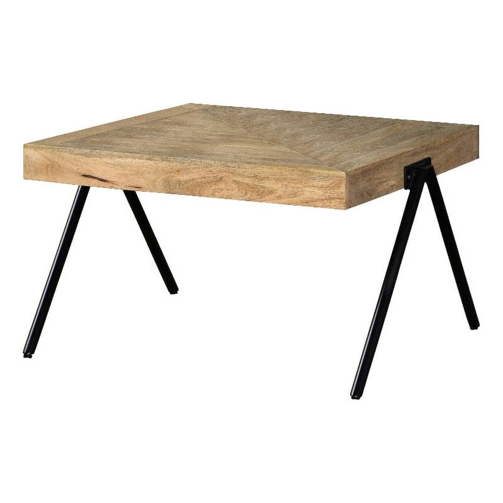 Natural Mango Wood Rectangular Coffee Table with Black Metal Legs