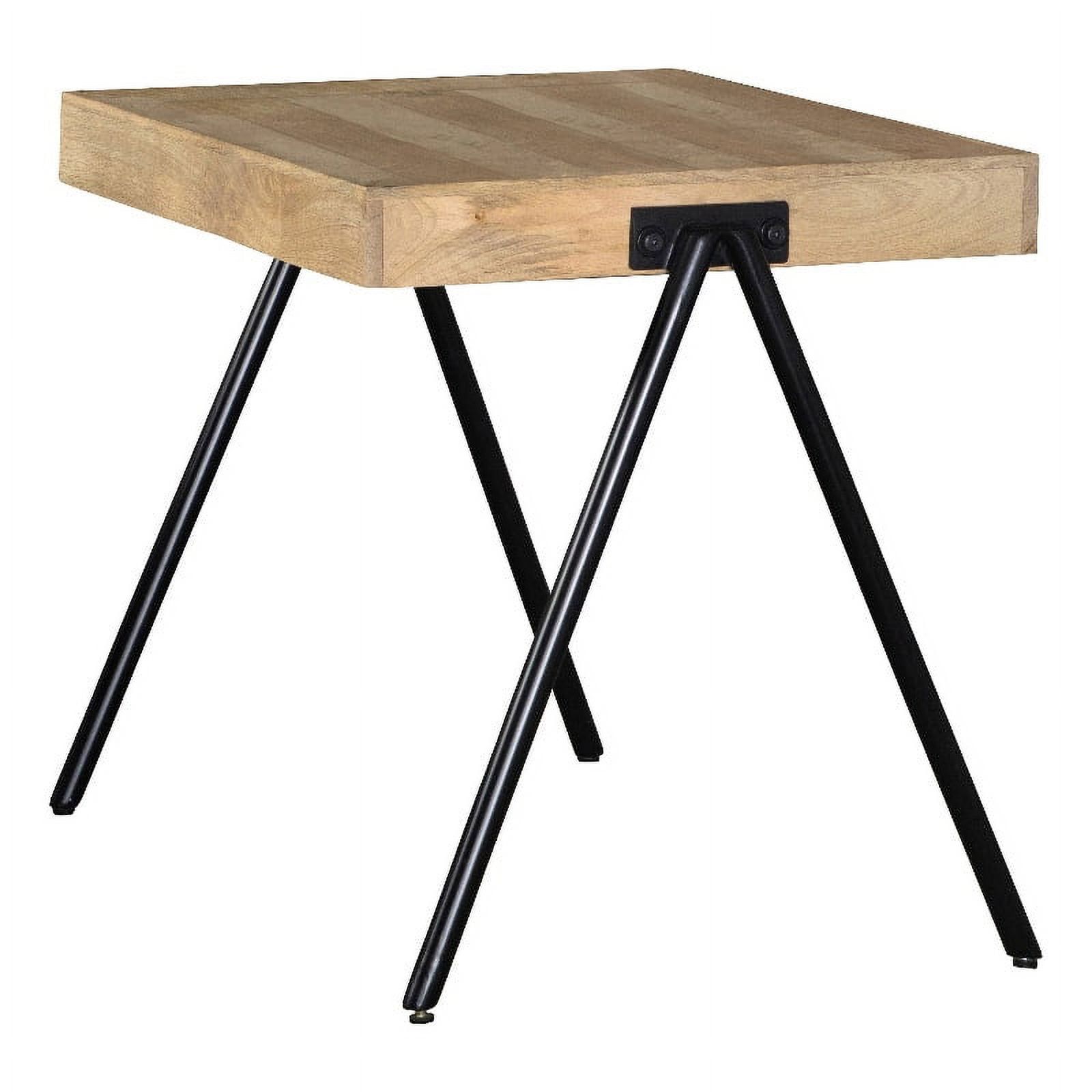 Natural Mango Wood and Black Iron Square End Table