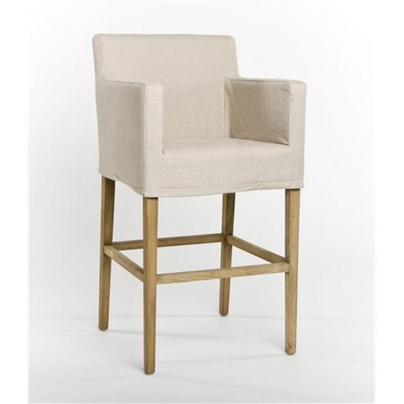 Avignon Natural Linen & Oak Distressed Bar Stool - 23"x43"