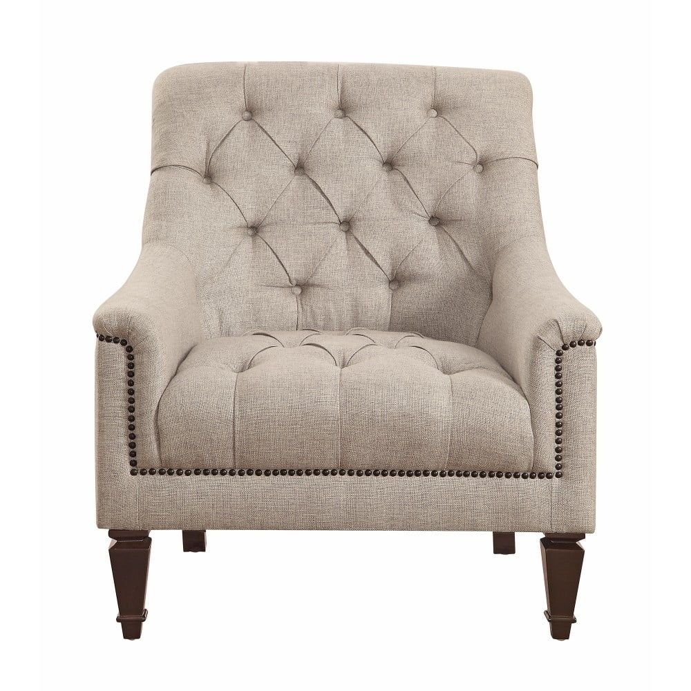 Elegant Avonlea Transitional Velvet Accent Chair in Beige