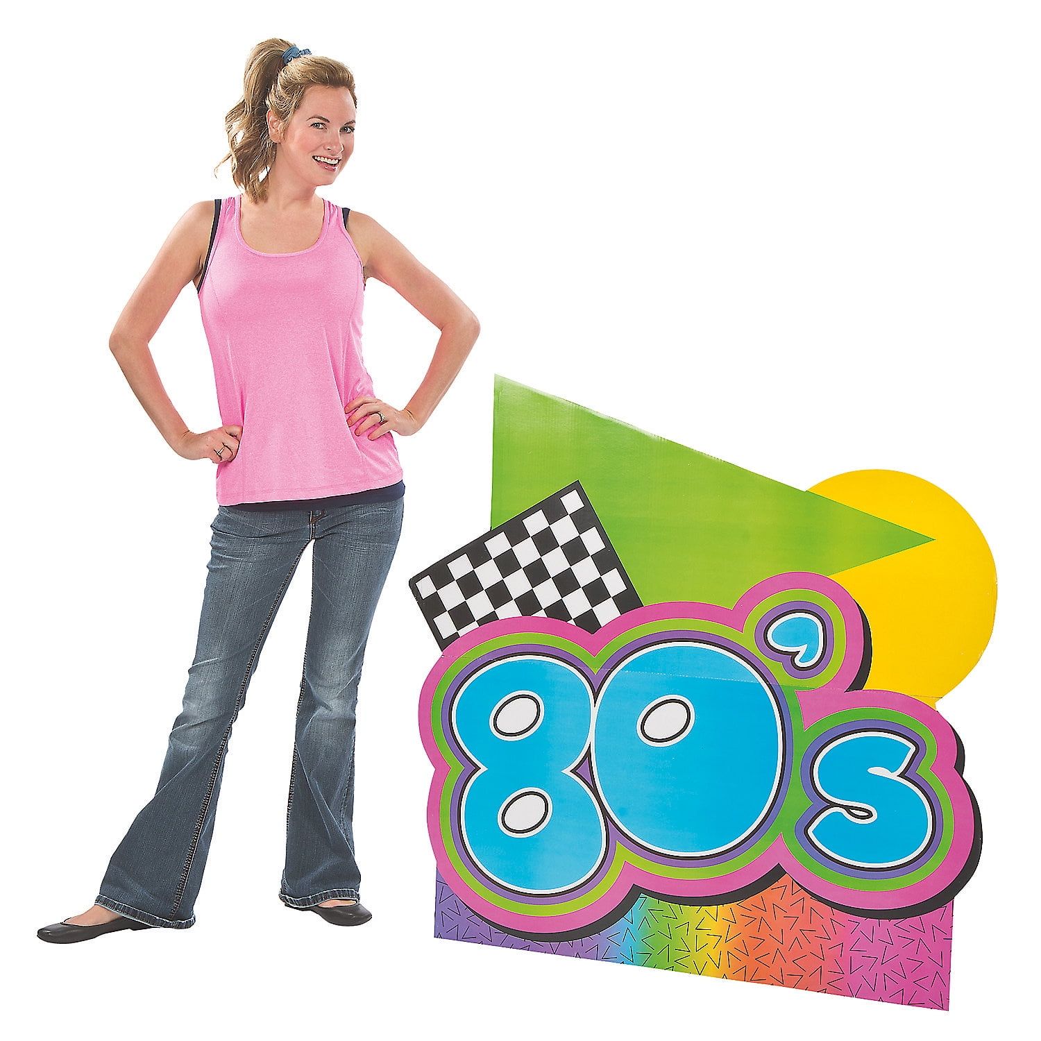 Colorful 80s Party Cardboard Stand-Up Decor