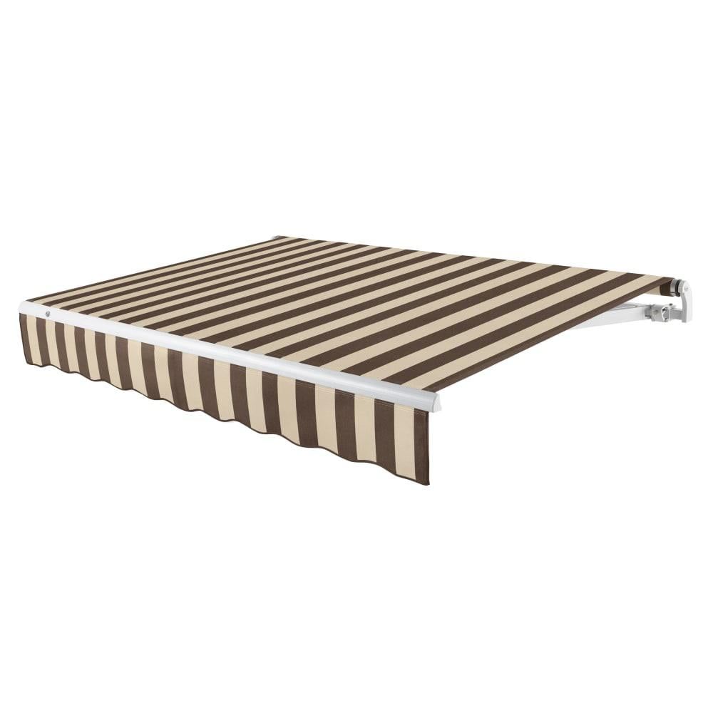 8' x 6.5' Brown and Tan Stripe Motorized Patio Awning