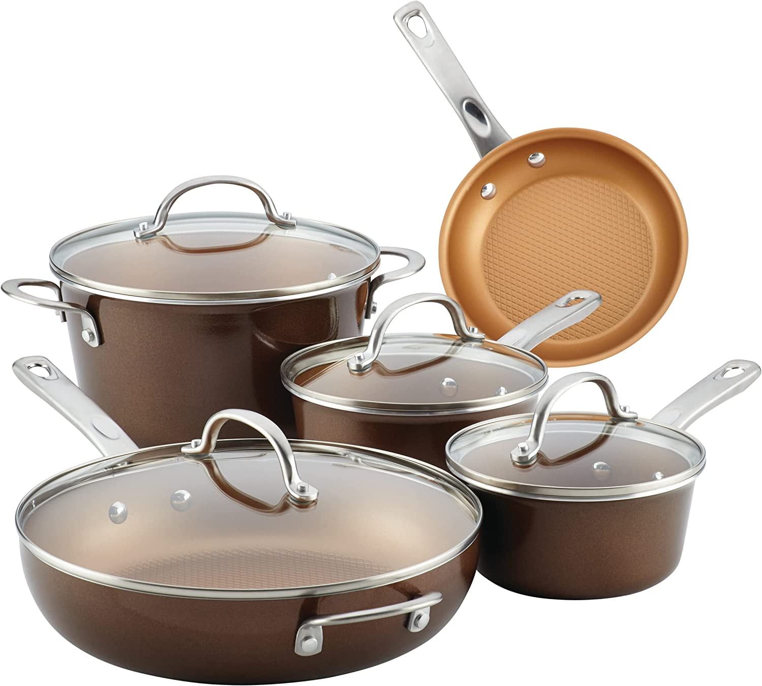 Brown Sugar Aluminum Nonstick 9-Piece Cookware Set