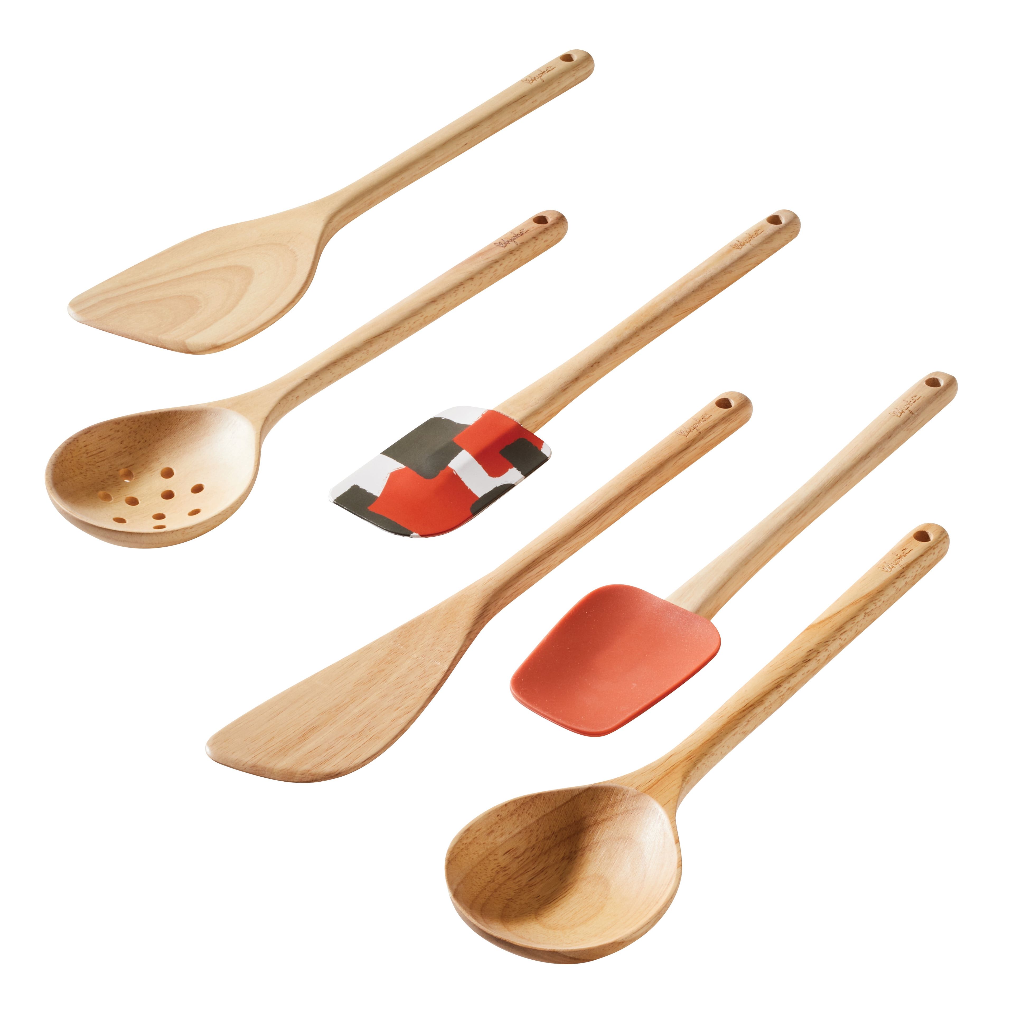 Ayesha Curry 6-Piece Light Wood and Silicone Cooking Utensil Set