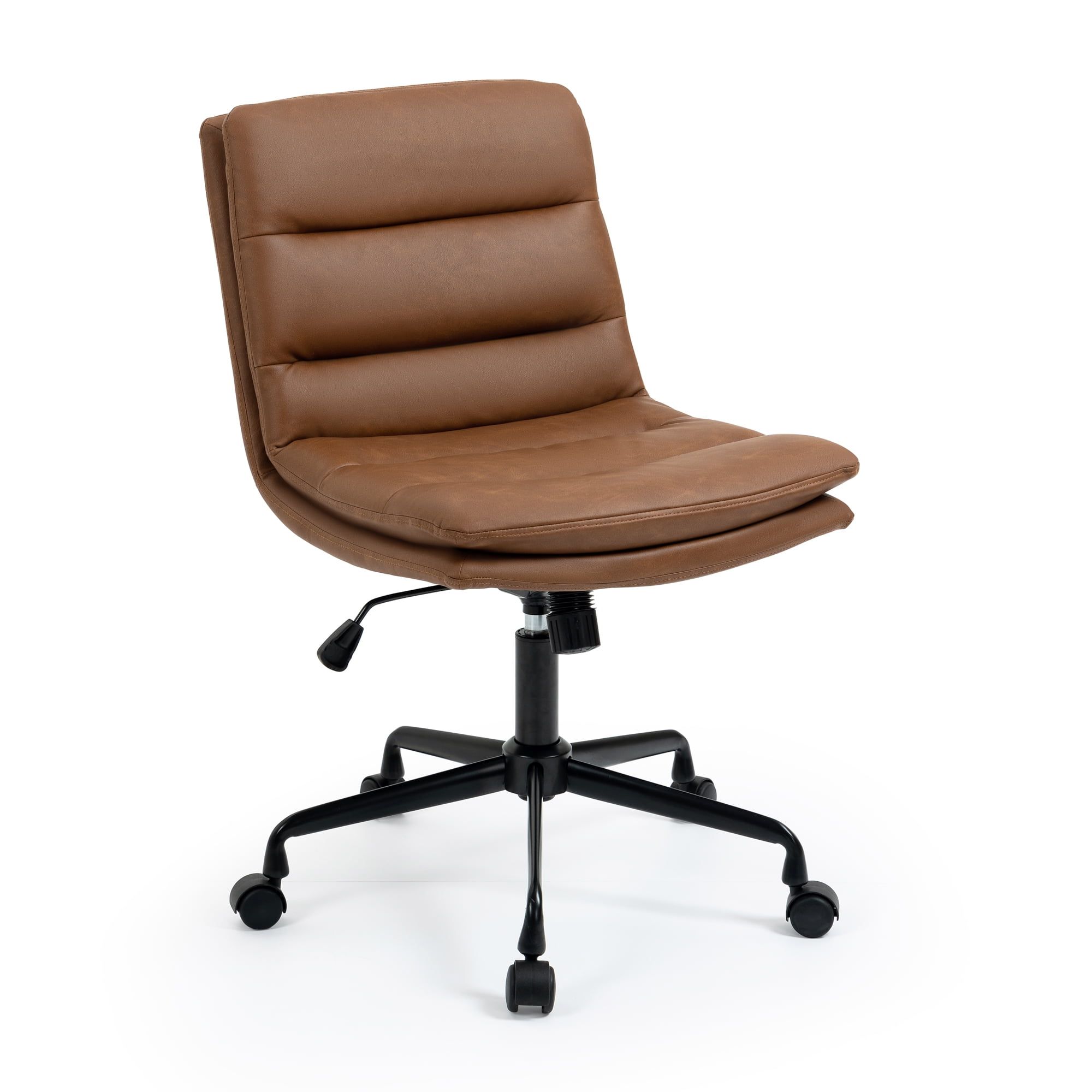 Ayuka Brown Faux Leather Adjustable Swivel Office Chair