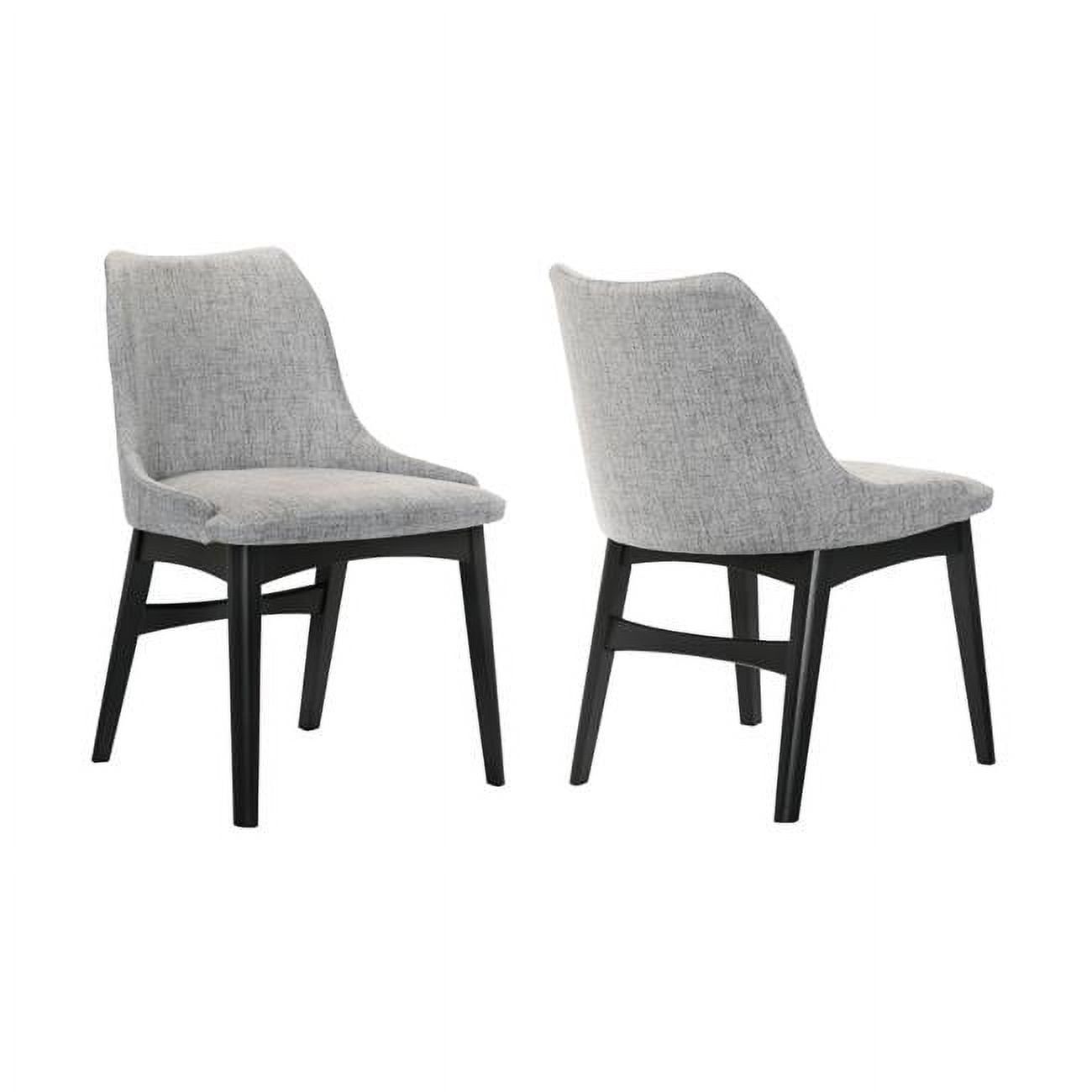 Azalea Gray Fabric and Black Walnut Dining Side Chairs - Set of 2