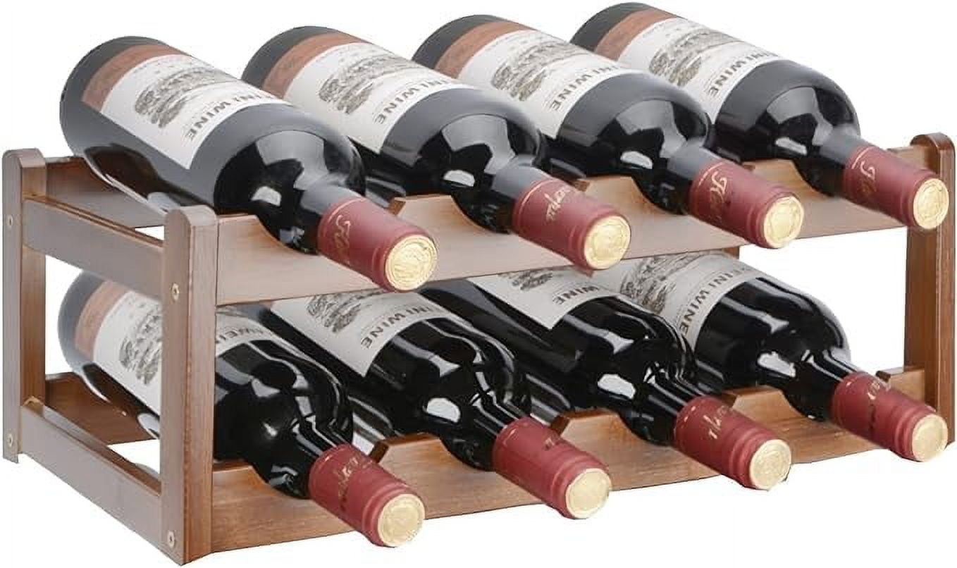 Brown Bamboo 2-Tier Wine Rack for 8 Bottles