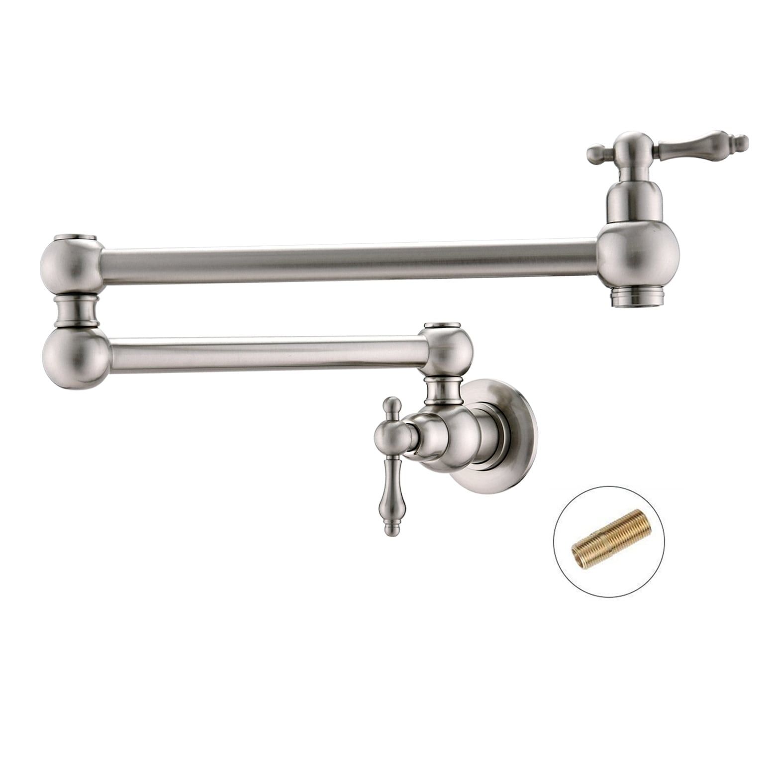 Brushed Nickel Double Jointed Swing Arm Pot Filler Faucet