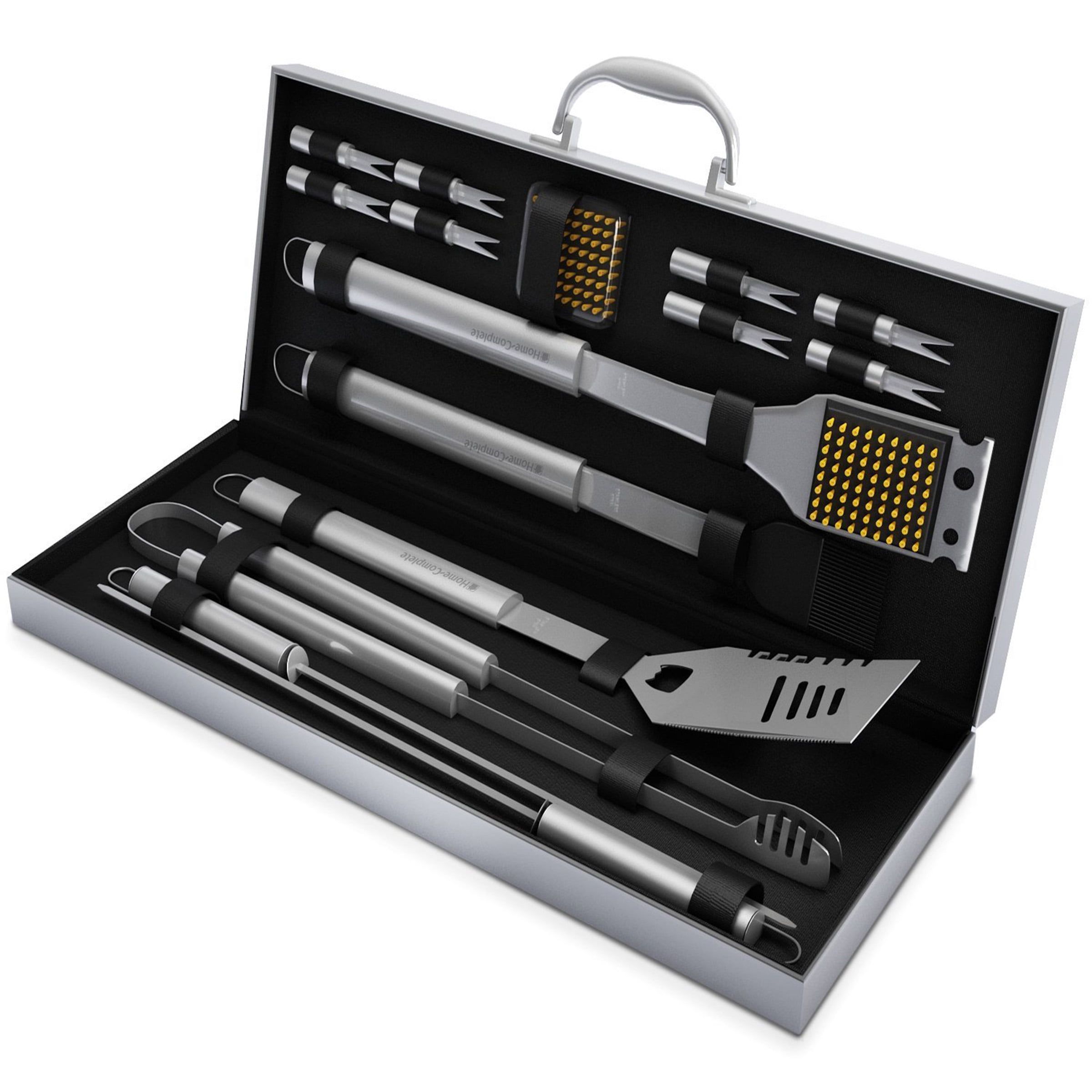 16-Piece Stainless Steel BBQ Grill Tool Set with Aluminum Case