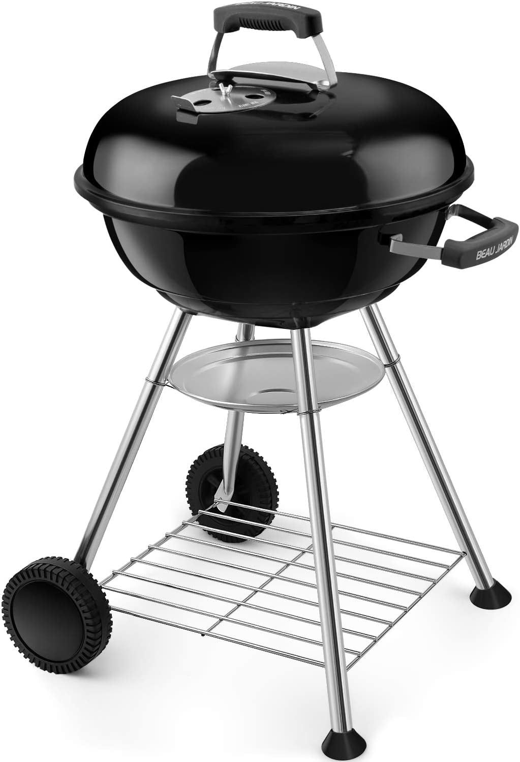 18-Inch Black Charcoal Kettle Grill with Smoker