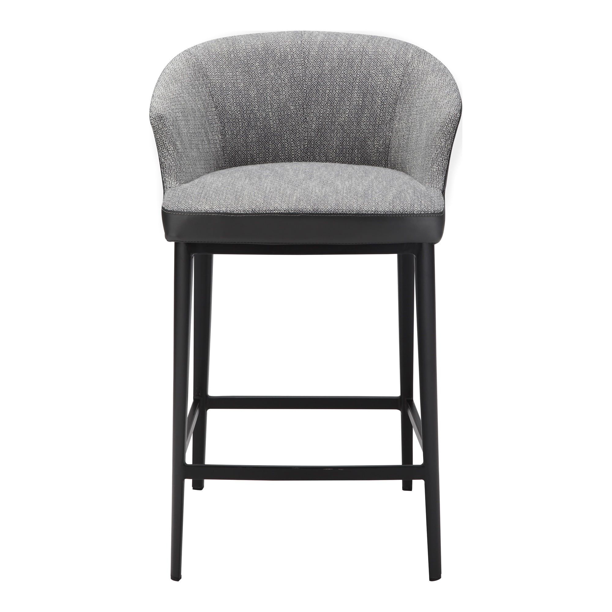 Gray Leather and Metal Contemporary Counter Stool