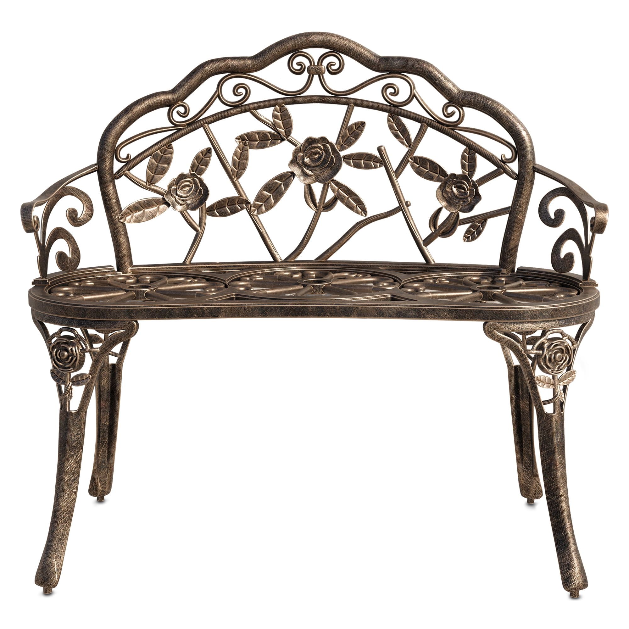 Bronze Rose Style Cast Iron Outdoor Garden Bench