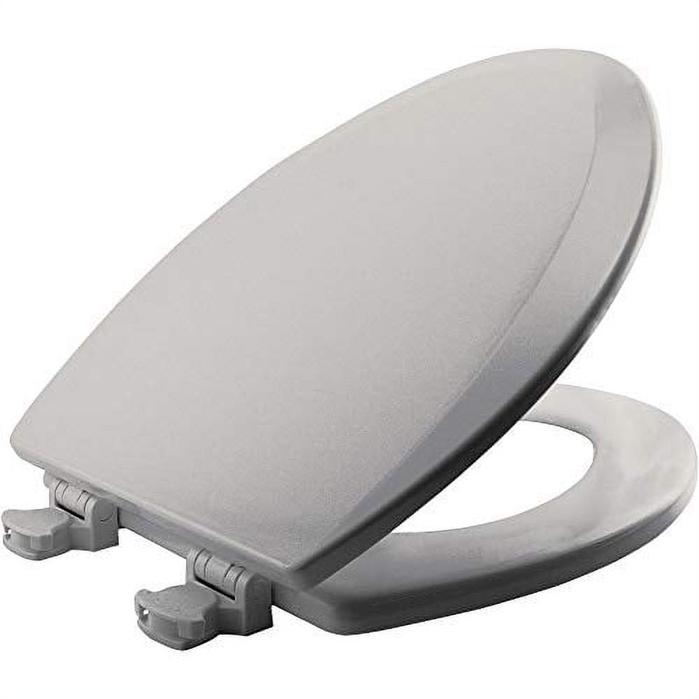 Ice Grey Elongated Enameled Wood Toilet Seat with Easy Clean Hinges