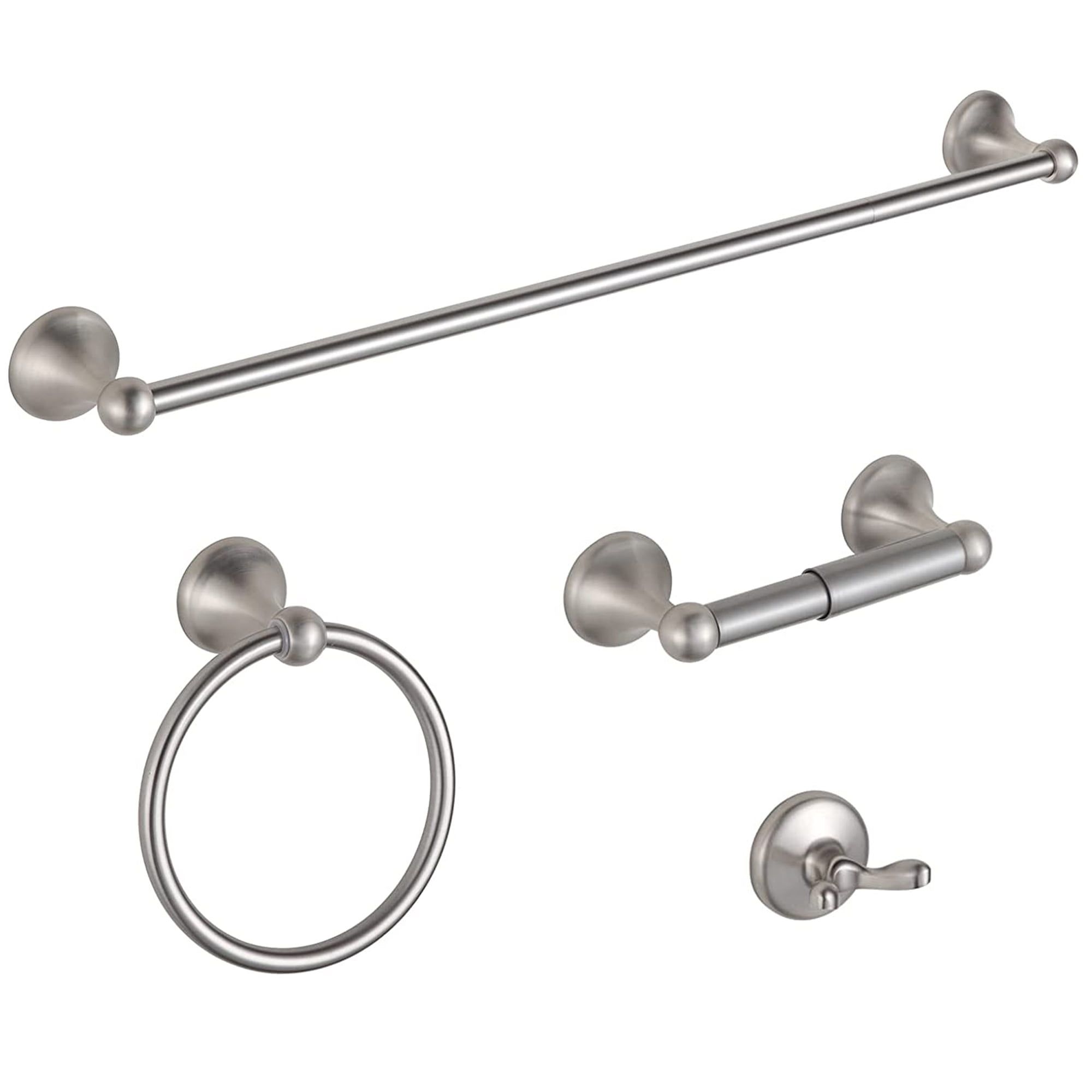 Brushed Nickel Wall Mounted 4-Piece Bathroom Hardware Set