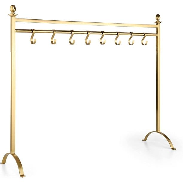 Gold Iron 8-Hook Freestanding Christmas Stocking Holder Stand