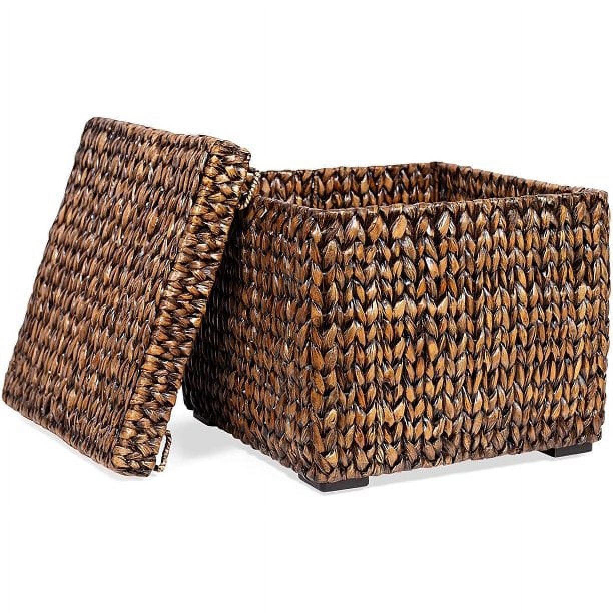 Handwoven Seagrass Square Storage Basket with Lid