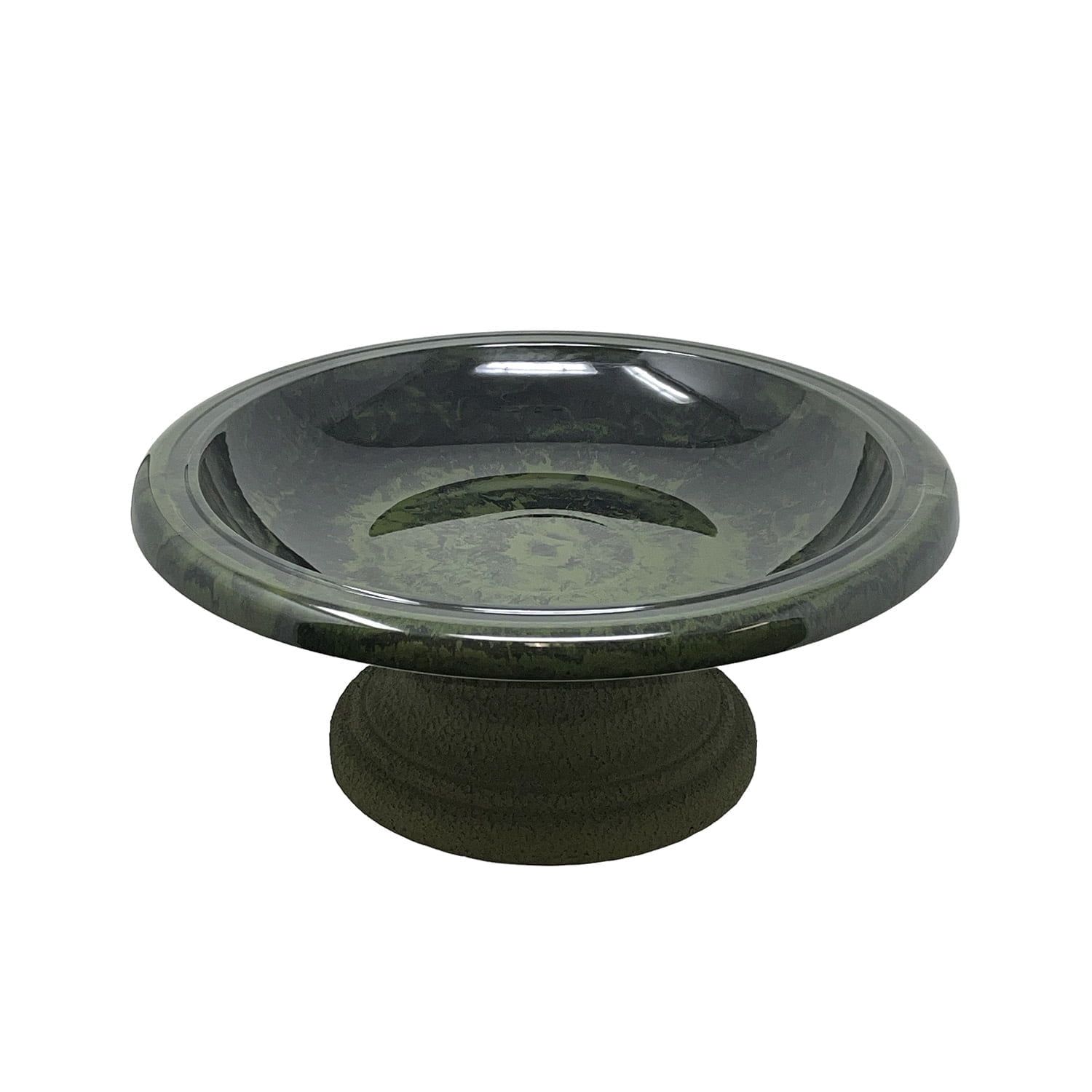 Hunter Green Fiber Clay Bird Bath with Low Base