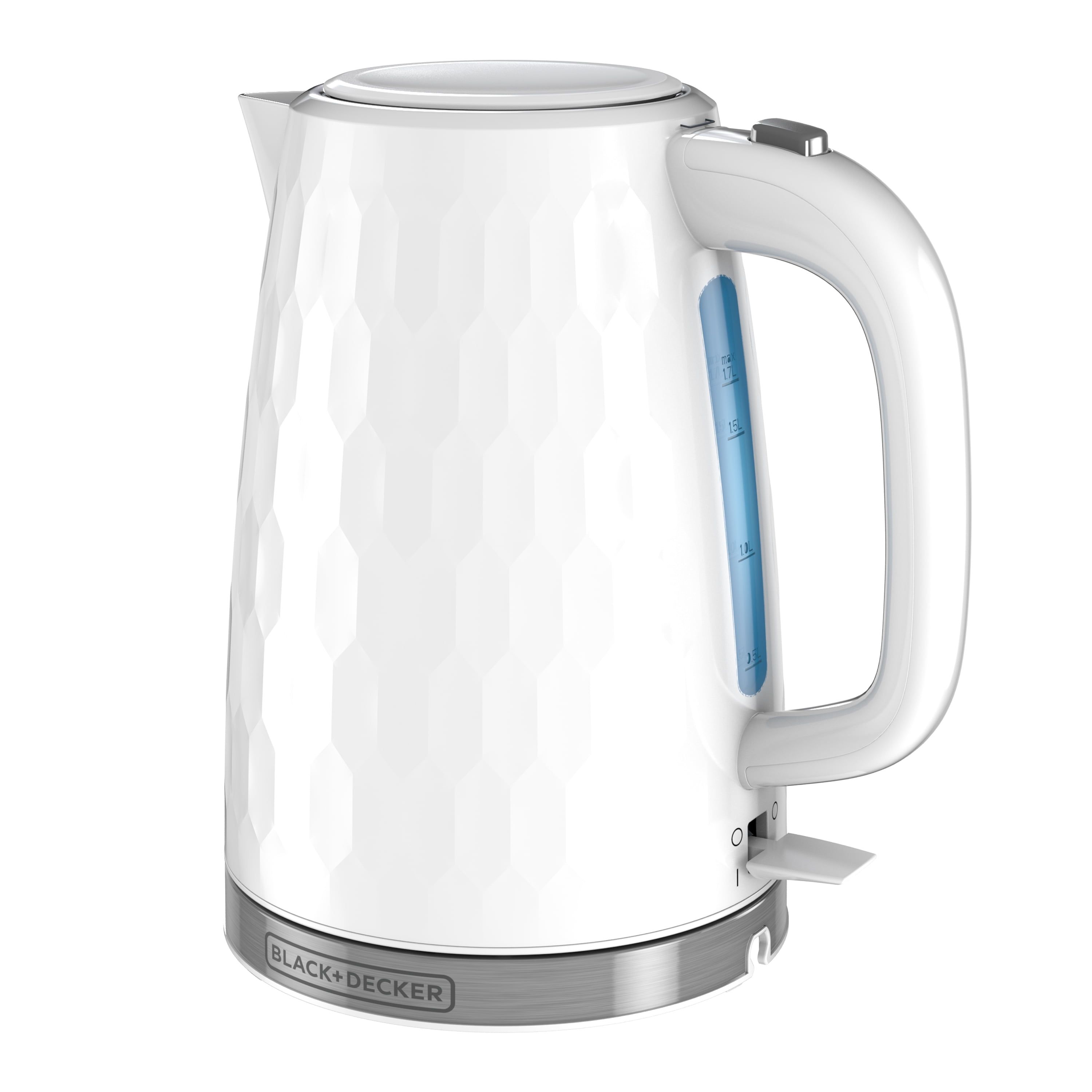 White Honeycomb 1.7L Electric Cordless Kettle with Stainless Steel Accents