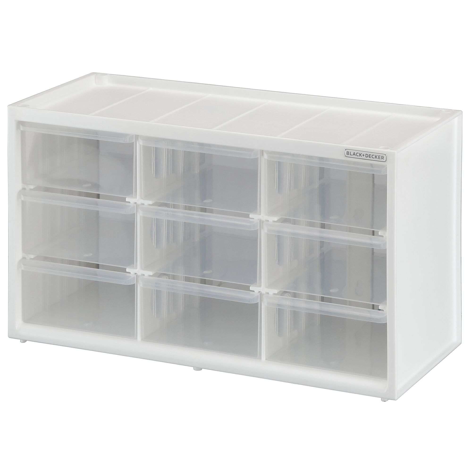 White and Clear 9-Drawer Modular Storage System