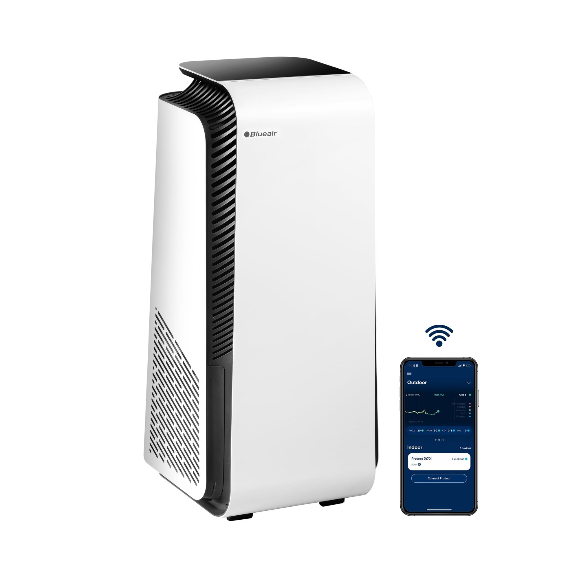 White Smart HEPA Air Purifier with Alexa and Odor Control