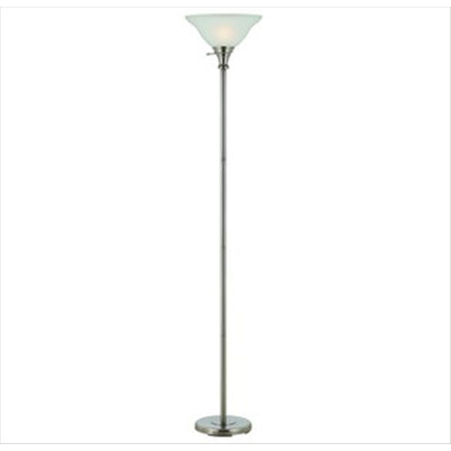 Brushed Steel 70" Torchiere Floor Lamp with Frosted Glass Shade