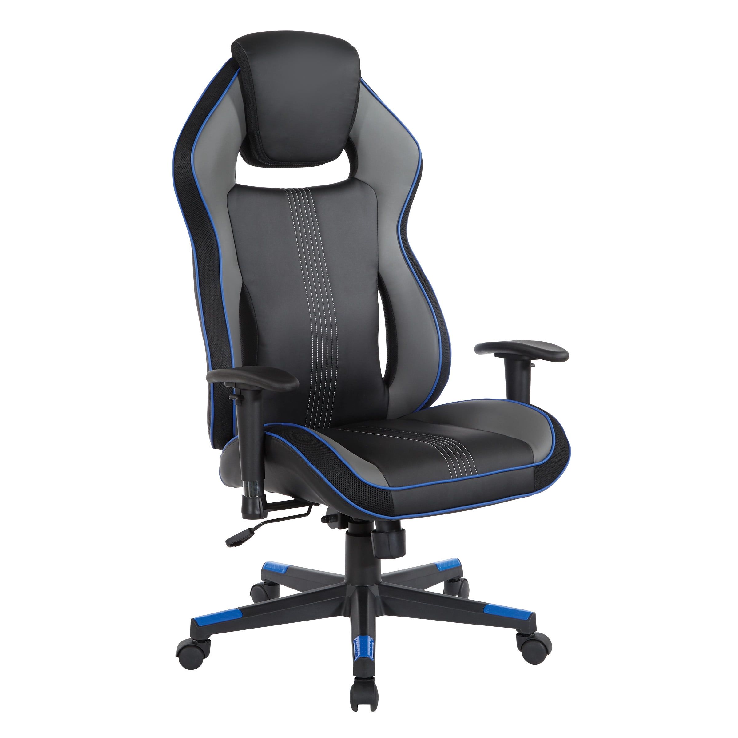 Boa II 37" Gaming Chair with Blue Bonded Leather Accents