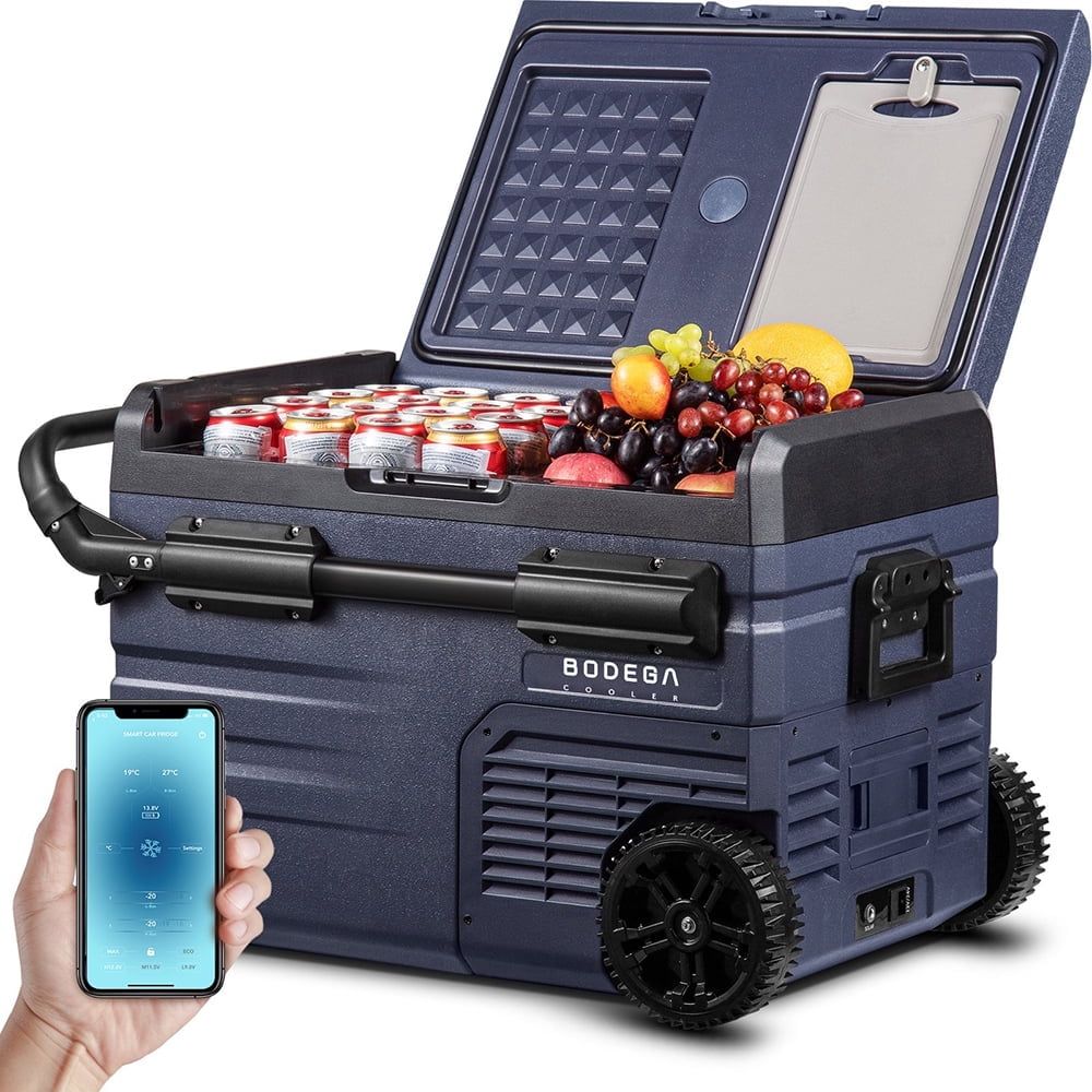 Bodega 37 Quart Blue Electric Portable Cooler with Wheels