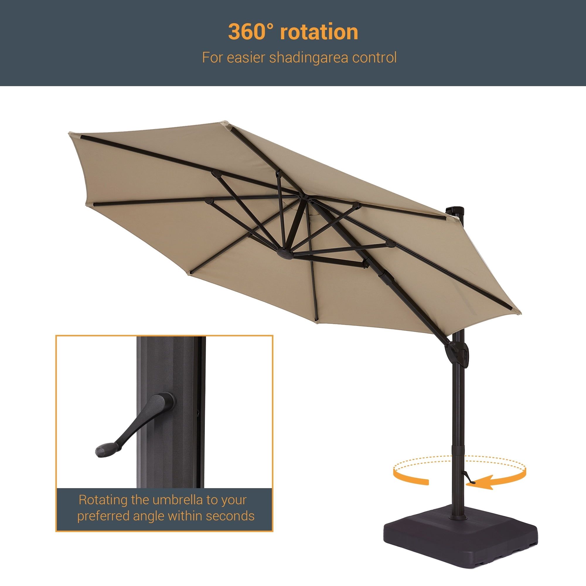 Sand 11-ft Aluminum Cantilever Patio Umbrella with Base