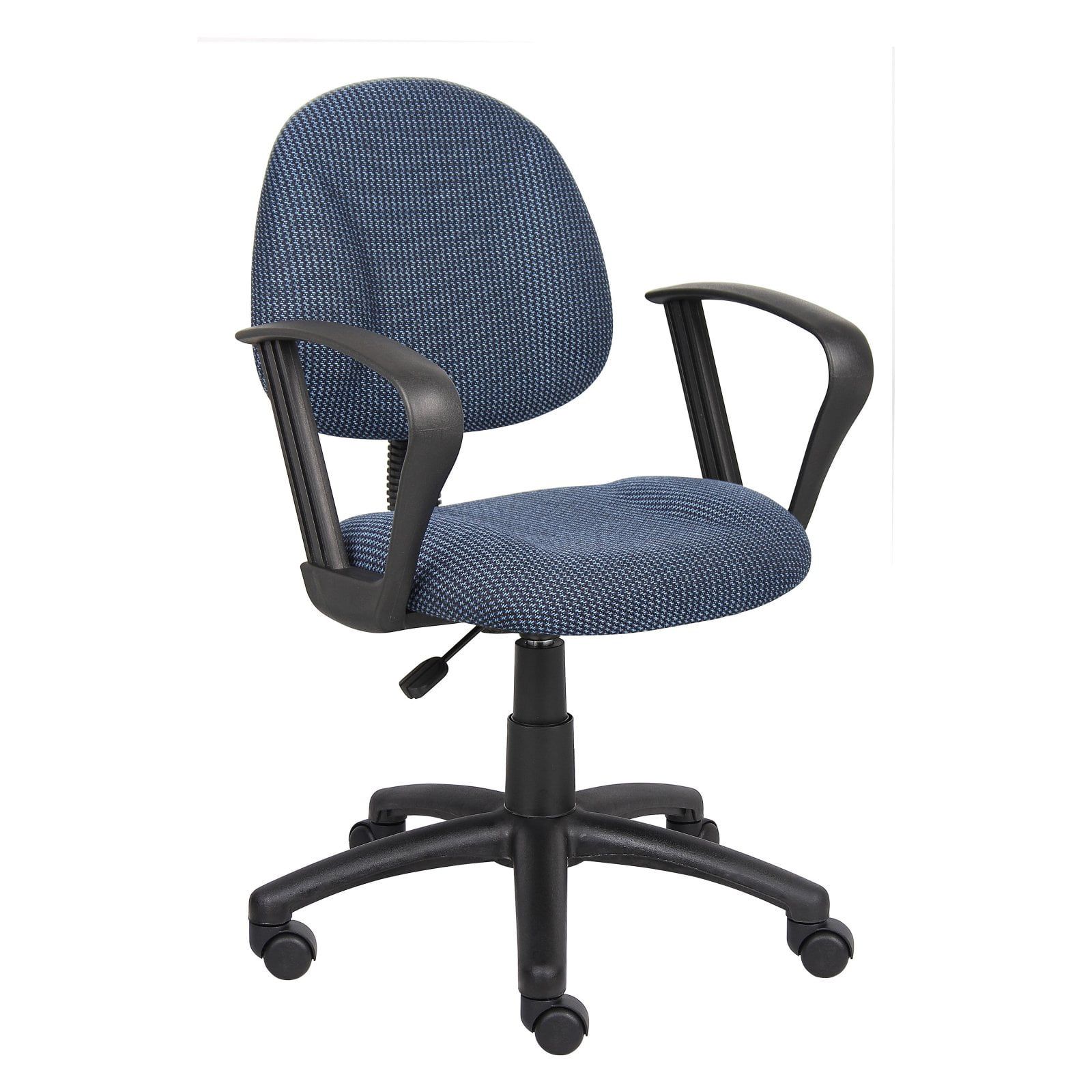 Blue Fabric Ergonomic Swivel Task Chair with Fixed Arms