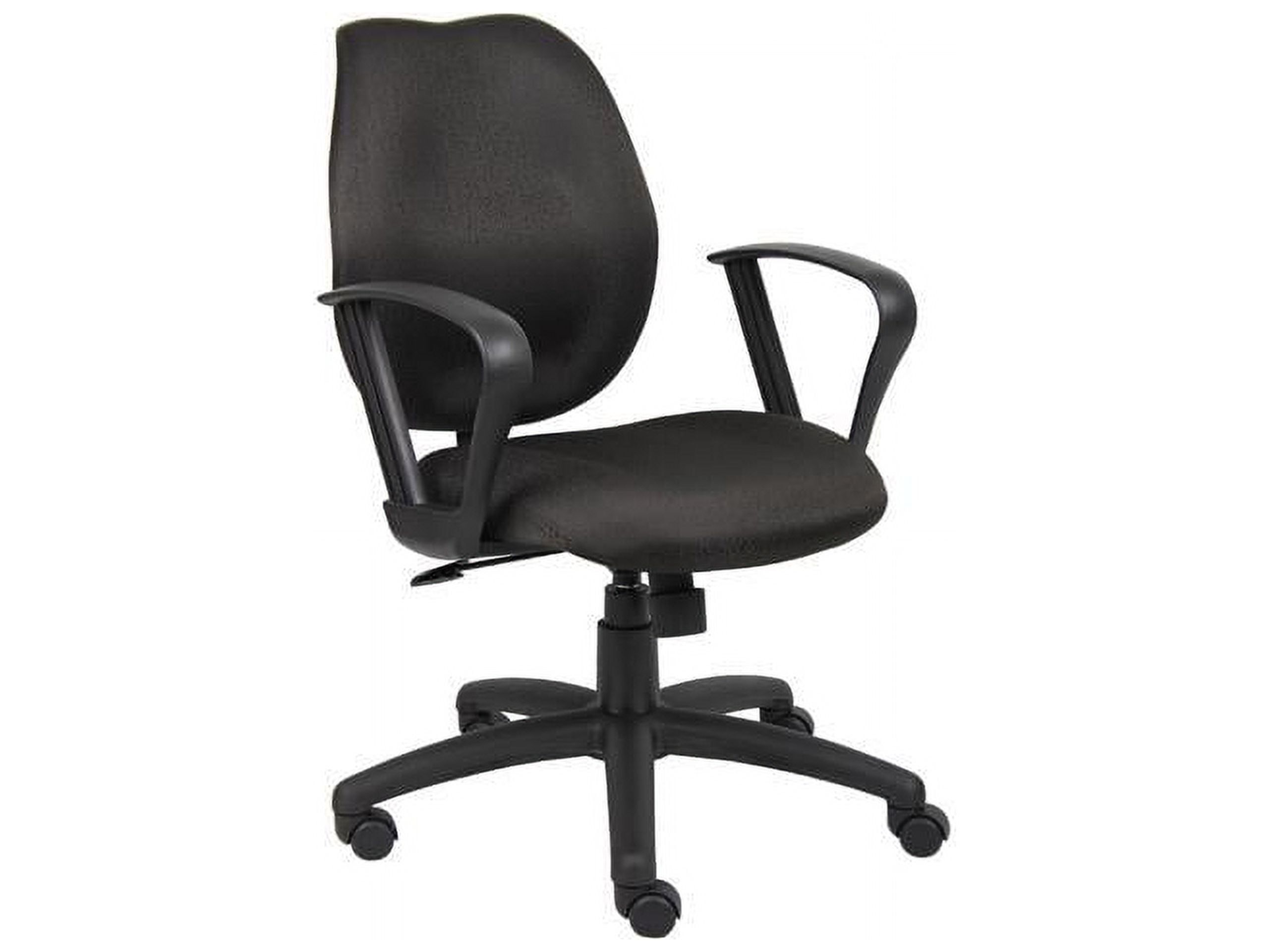 ErgoComfort Mid-Back Black Fabric Task Chair with Fixed Arms