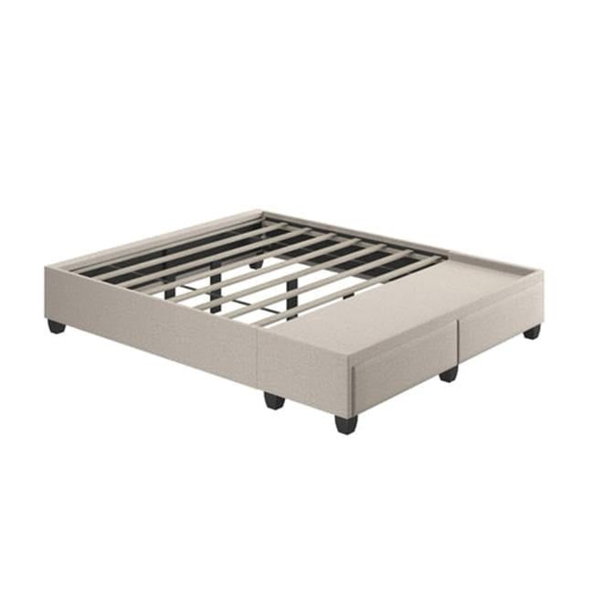 Modena Full Linen Upholstered Platform Bed with Storage Drawers