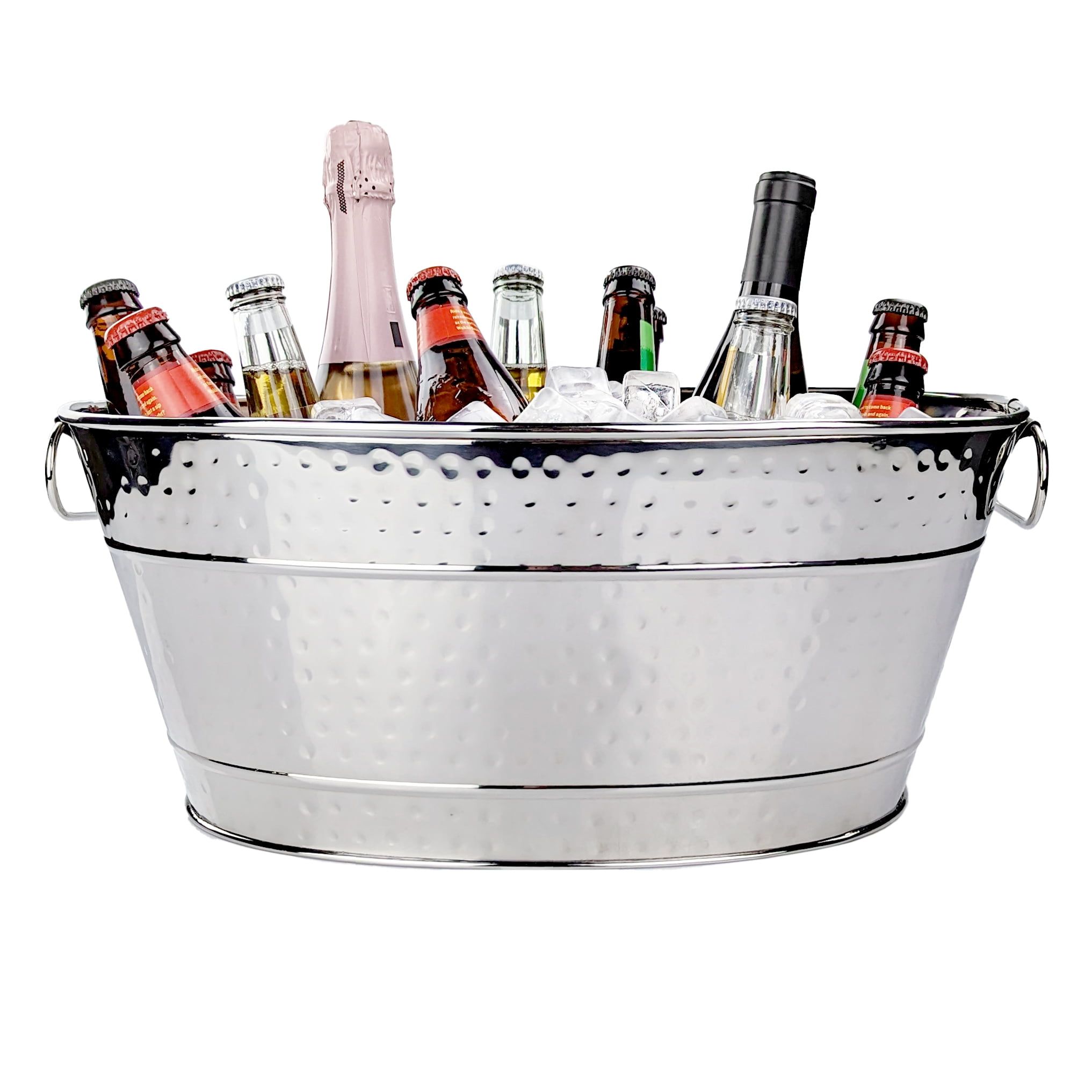 Colt Hammered Stainless Steel Beverage Tub with Handles