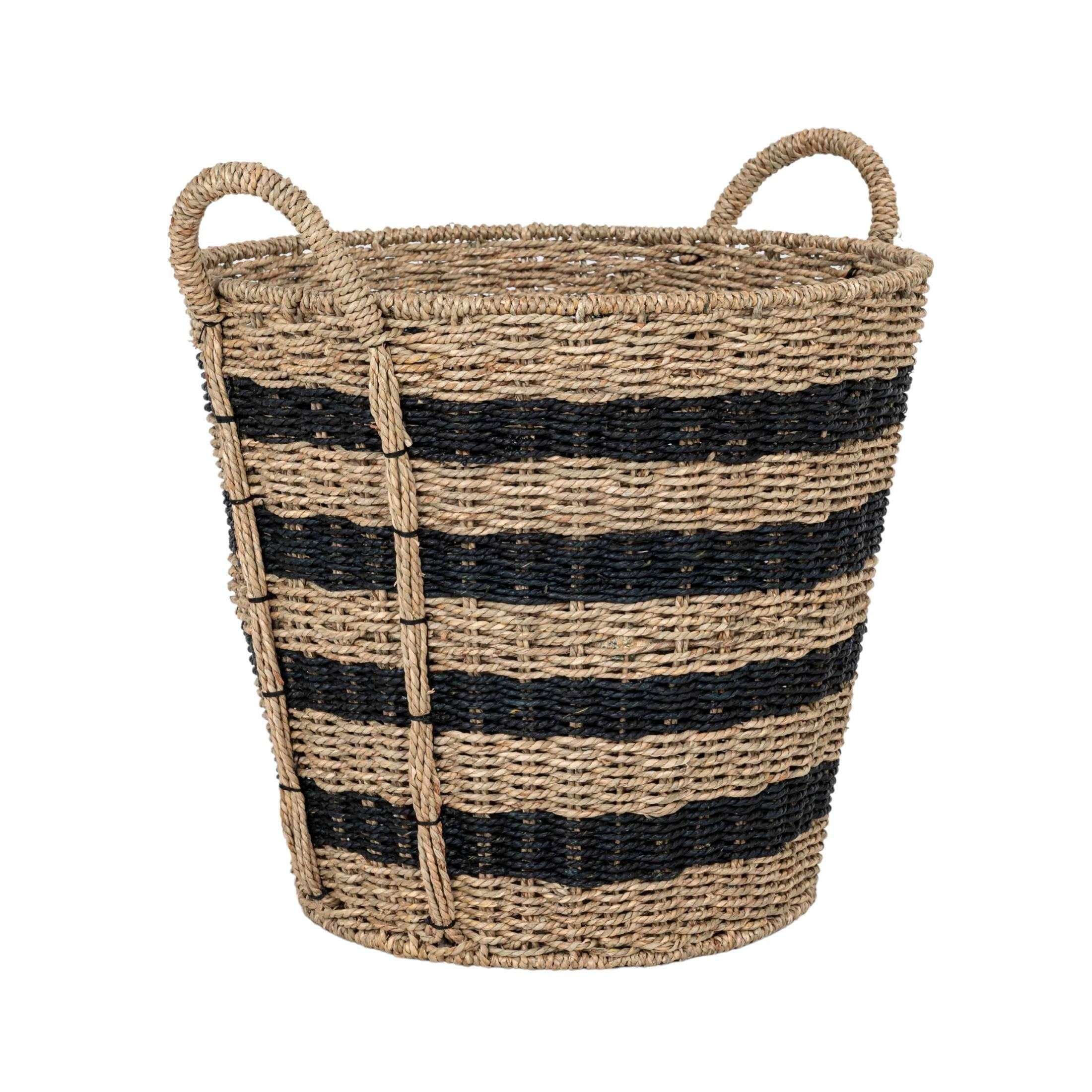 Extra Large Handwoven Seagrass Round Storage Basket with Handles