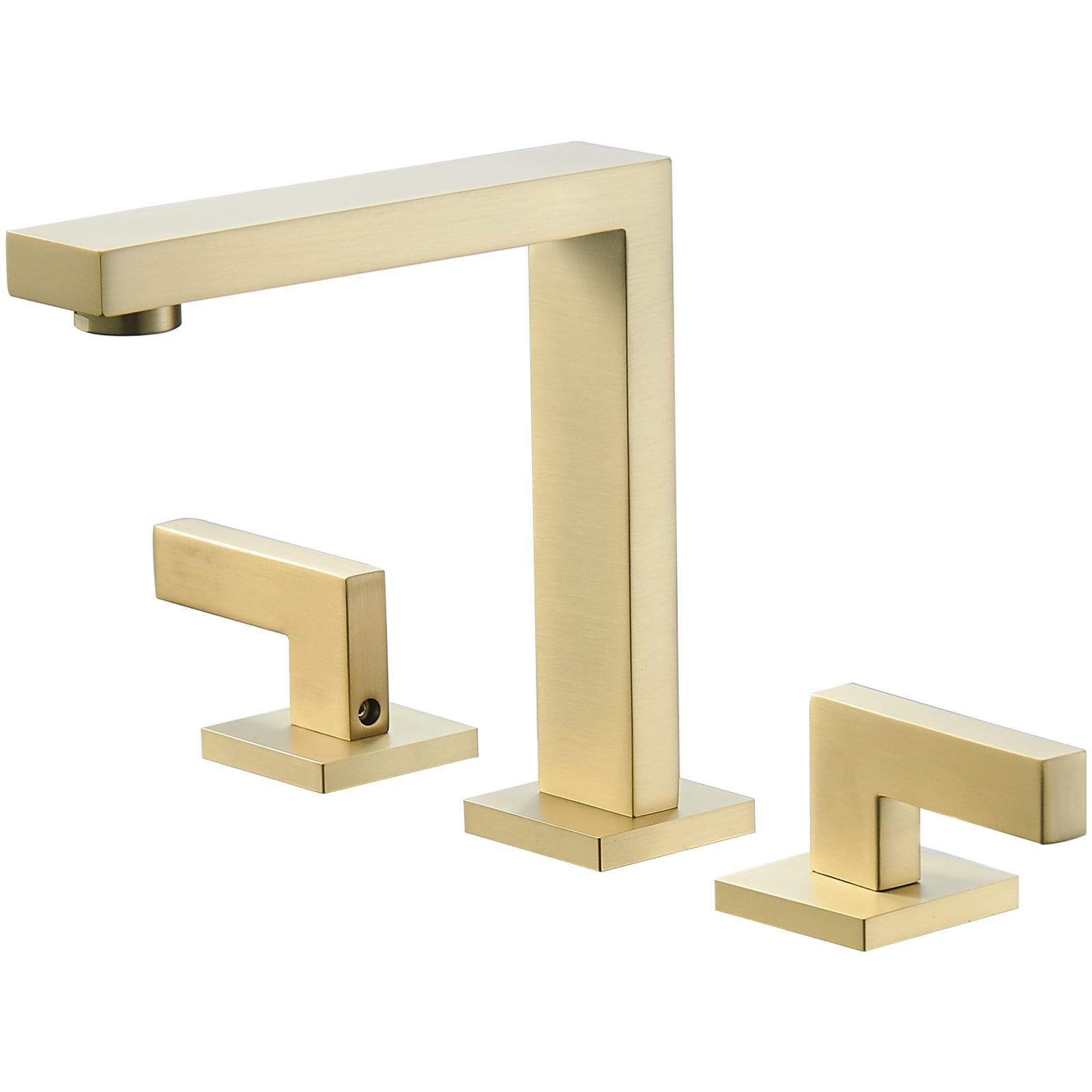 Brushed Gold Modern Widespread Bathroom Faucet with Lever Handles